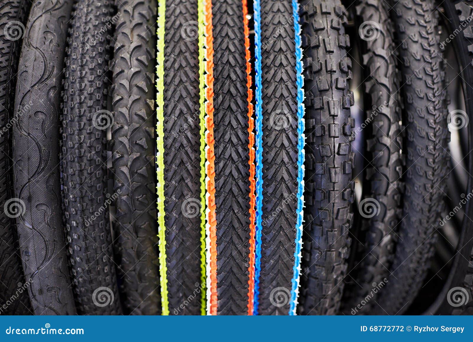 Bicycle Tires an Assortment of Store Stock Photo Image of shop, color 68772772