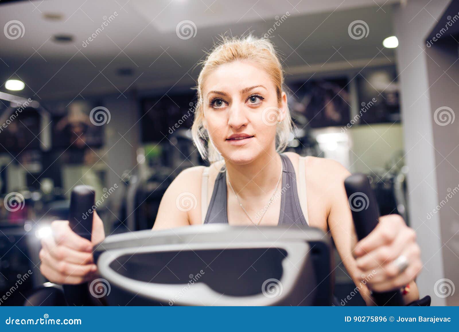 Bicycle training in gym stock photo. Image of adults 90275896