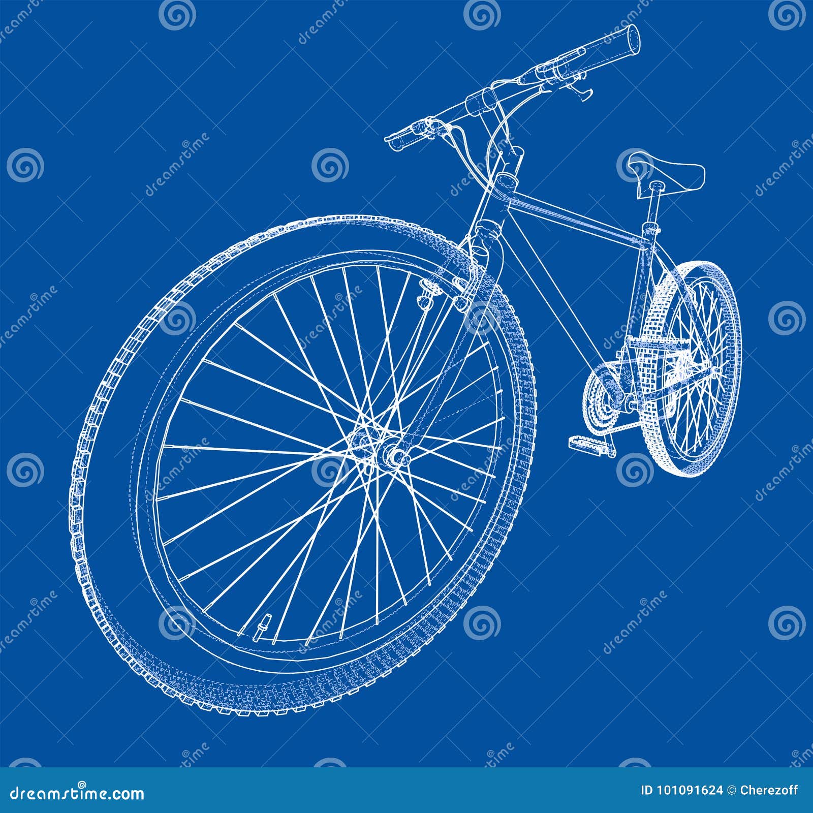 Bicycle. Wireframe Style. Vector Stock Vector Illustration of person