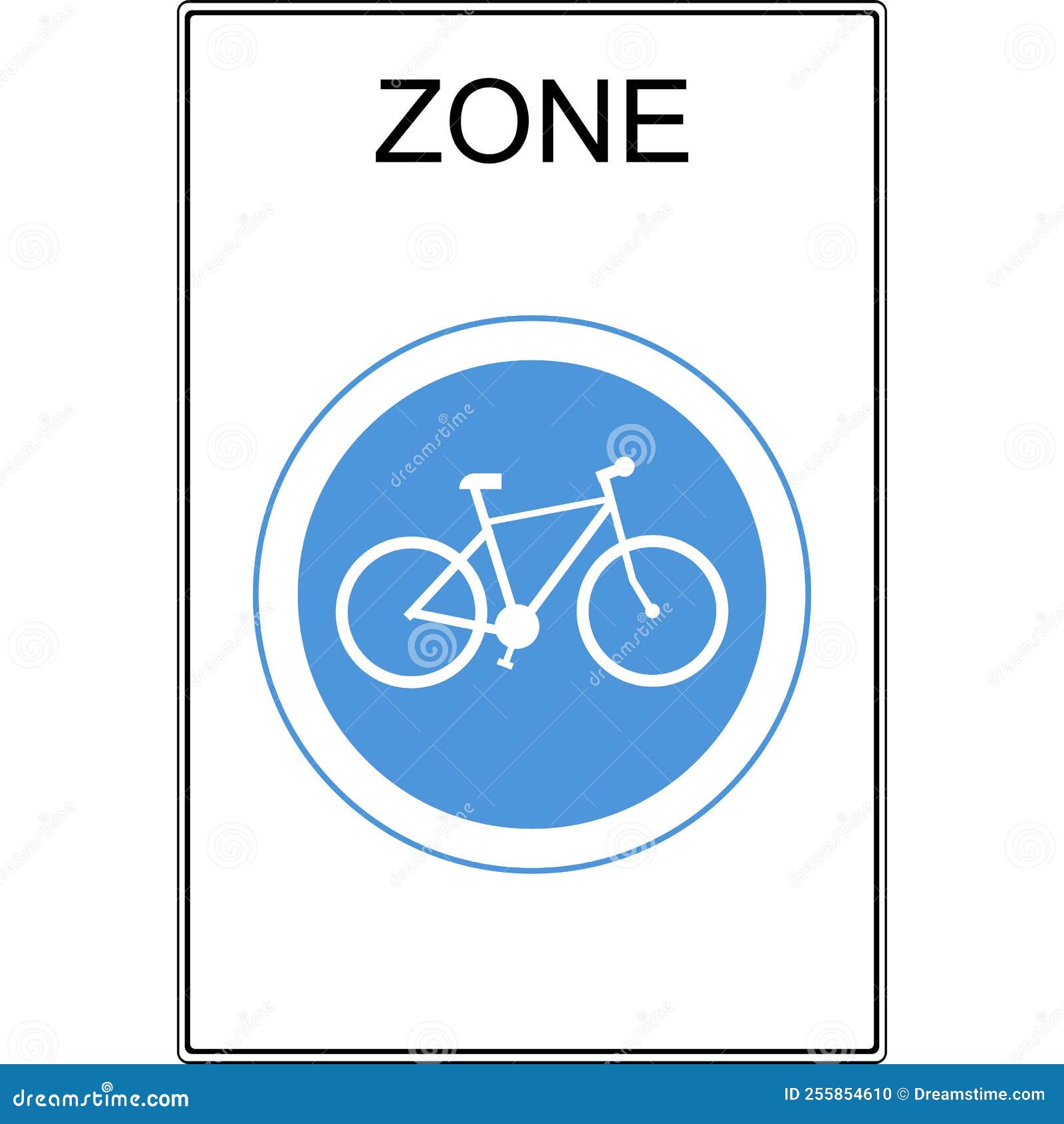 Bicycle Zone. Road Sign. Vector Image. Stock Vector Illustration of