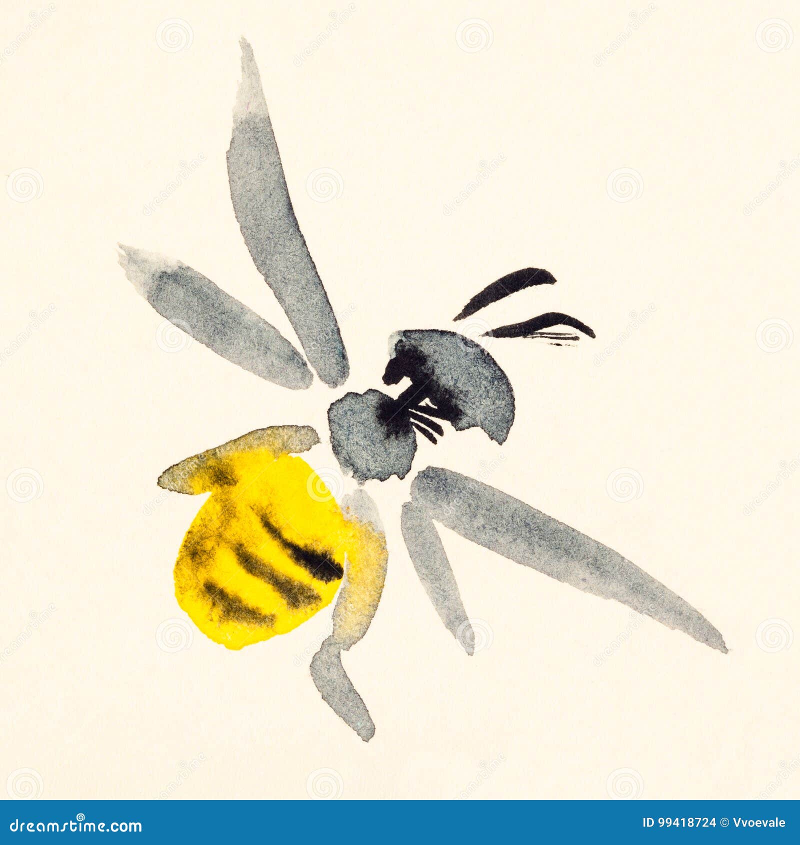 Biene Handgemalt Auf Cremefarbenem Papier Stock Abbildung Illustration Von Biene Handgemalt