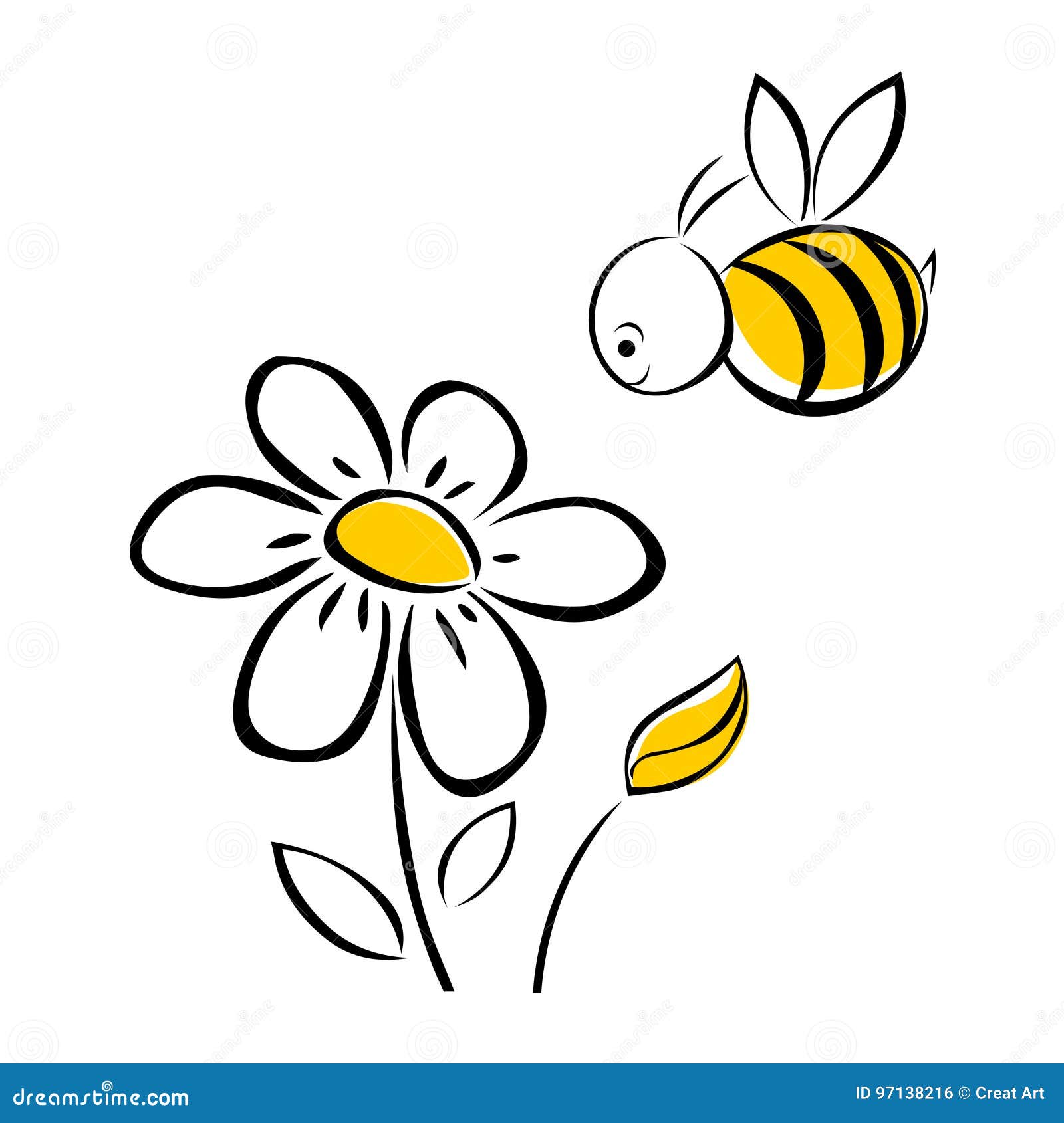 Biene Und Blume Vektor Abbildung Illustration Von Blume