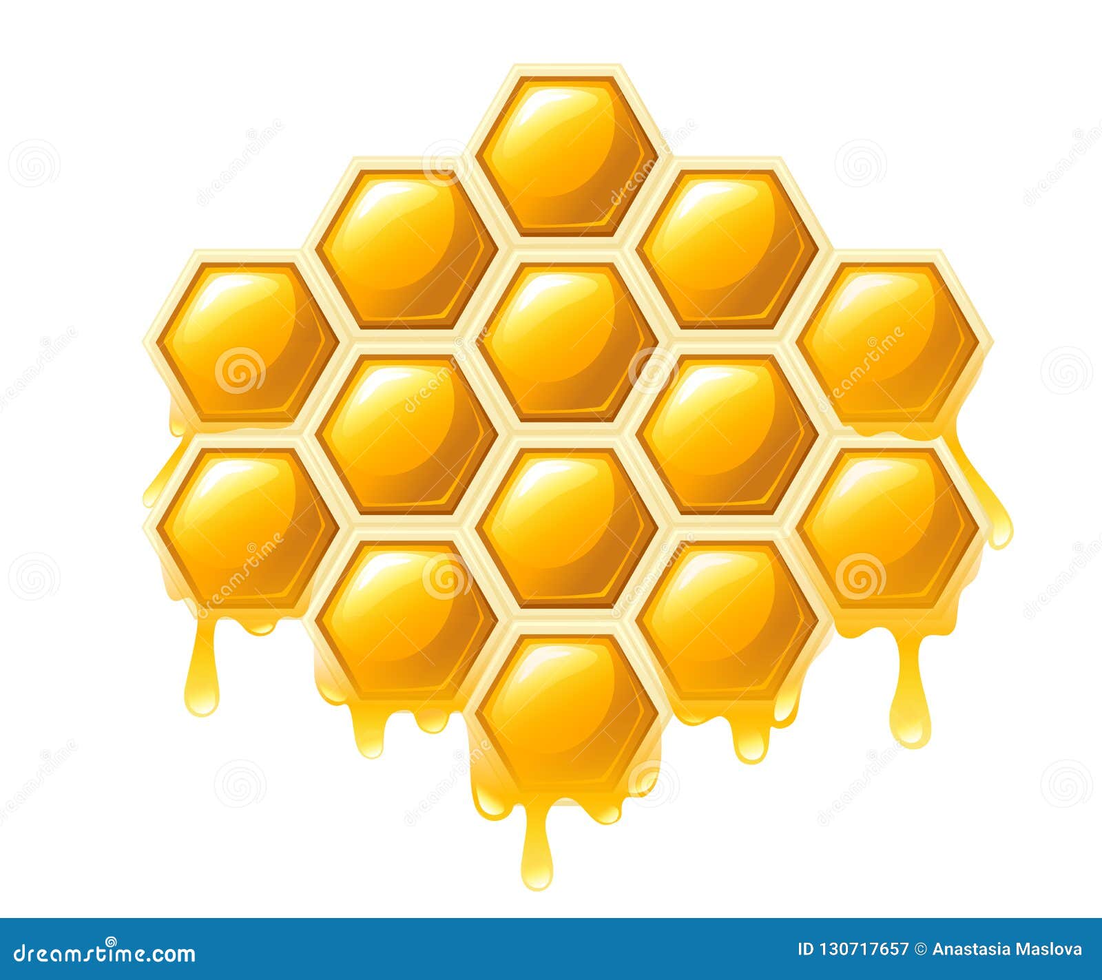 Bienenwabe Mit Honigtropfen Susser Honig Logo Fur Geschaft Oder Backerei Flache Vektor Illustration Lokalisiert Auf Weissem Hinter Stock Abbildung Illustration Von Illustration Backerei