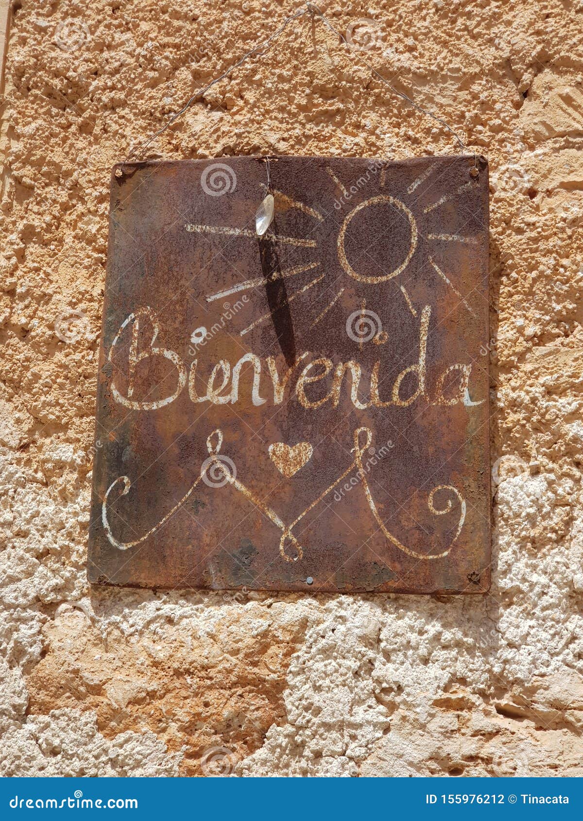 bienvenida metal rusty sign in spain