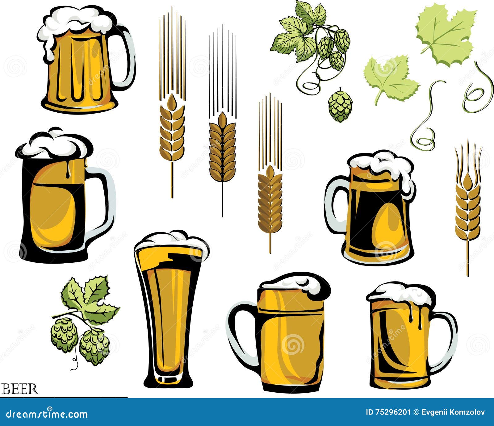 Bier Bierkrug Hopfen Vektor Farbe Schwarzes Illustration Elemente Der Grafischen Ausrichtung Vektor Abbildung Illustration Von Bierkrug Vektor