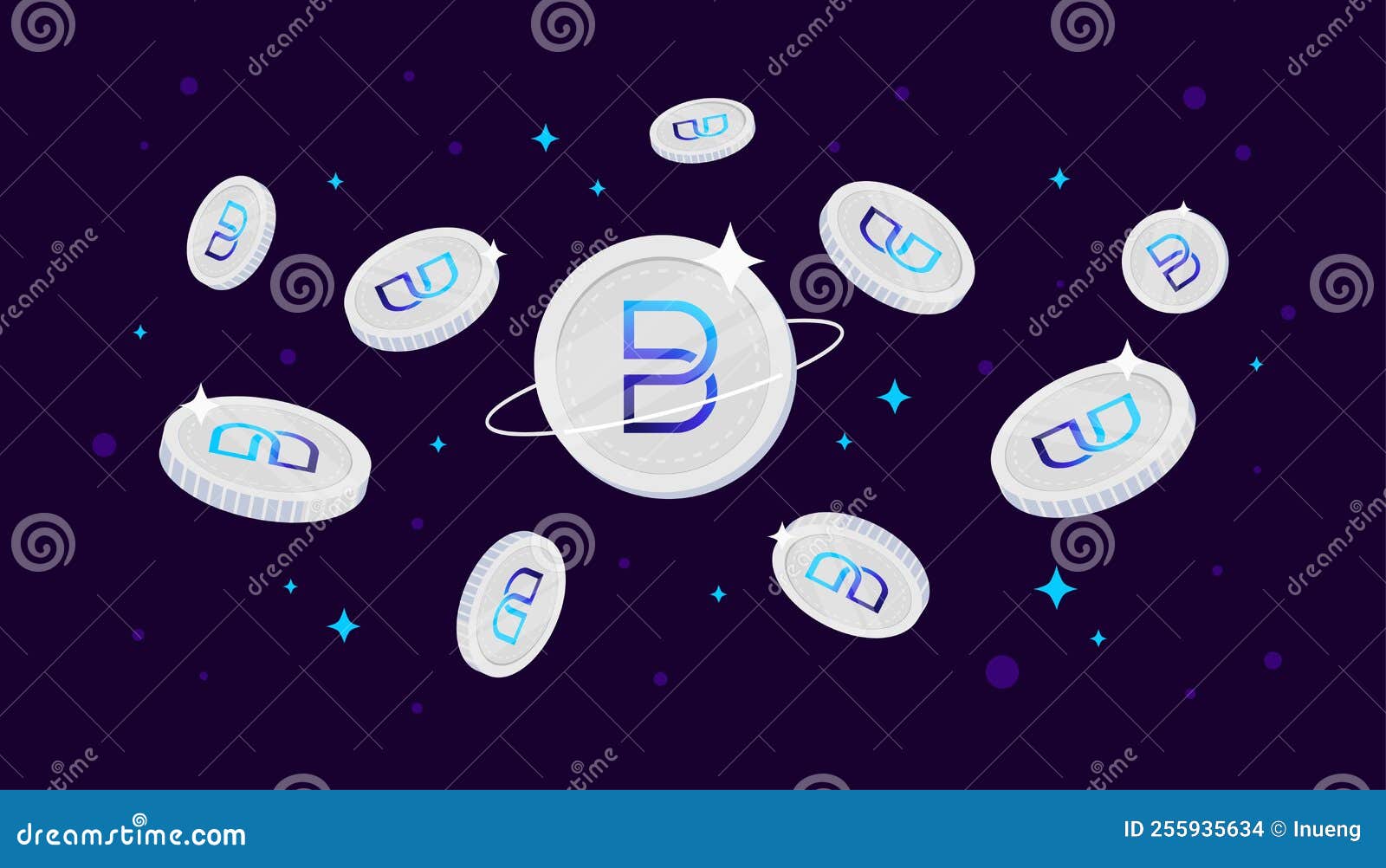 bifrost bfc coins falling from the sky. bfc cryptocurrency concept banner background