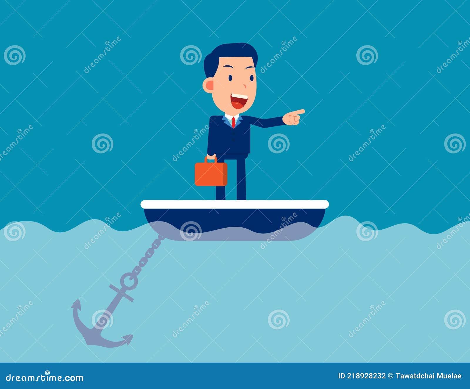 Big Anchor Stuck on the Seabed. Business Pointing Forward Stock