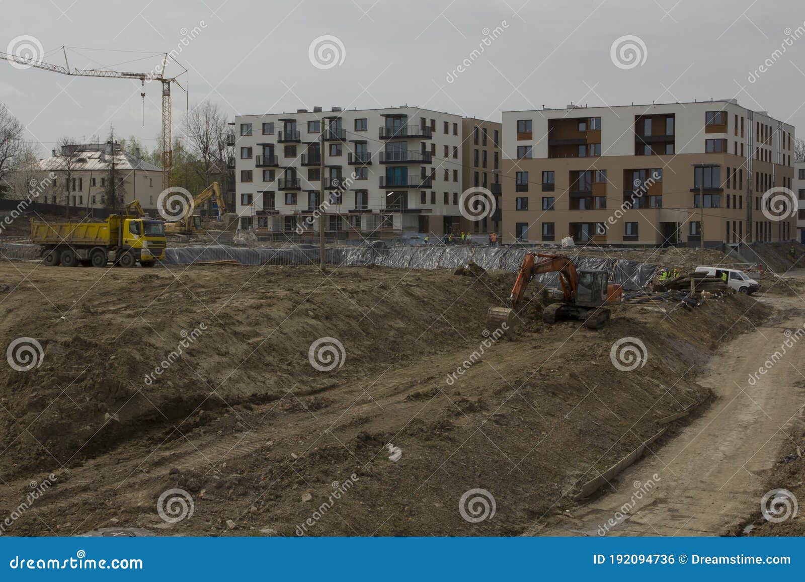 Apartments Building Under Construction. Krakow Editorial Photo Image