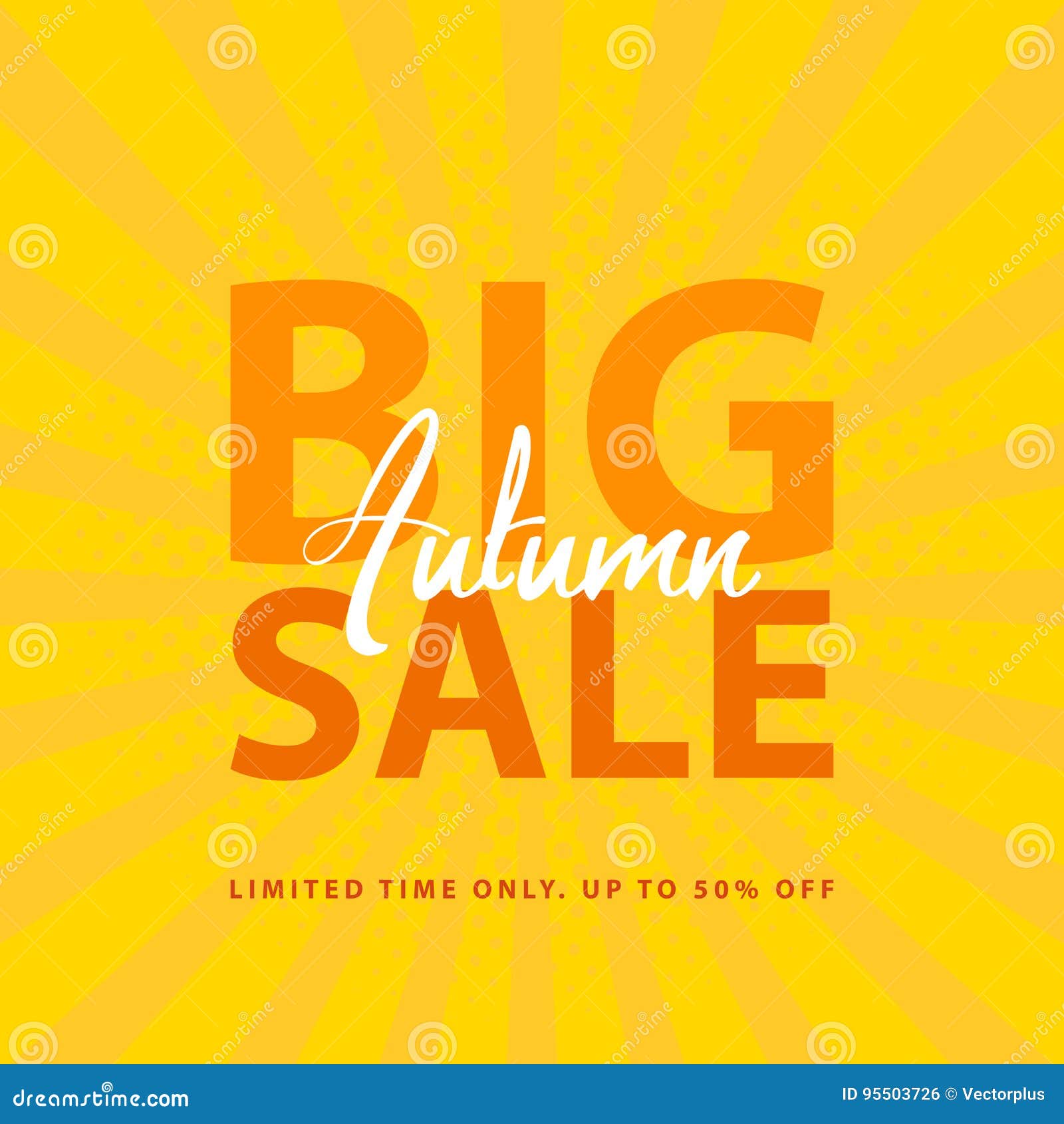 Big Autumn Sale Sign With Retro Pop Art Halftone Background