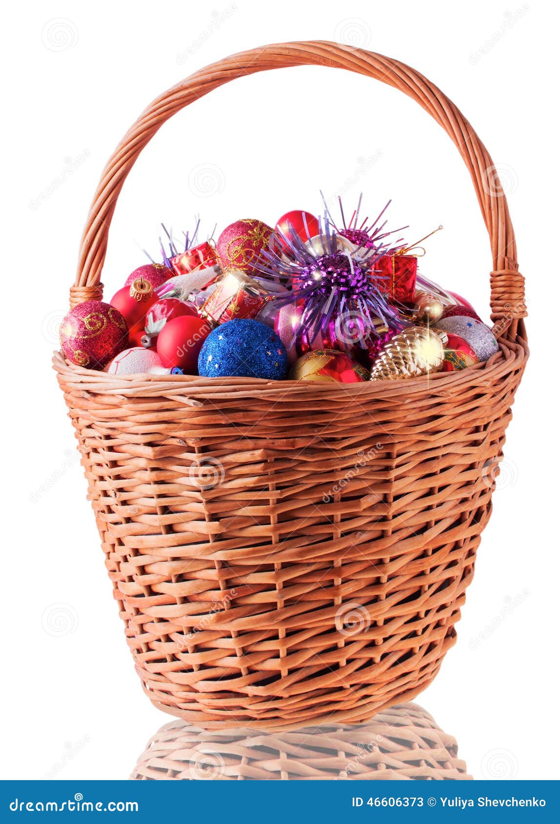 Big Basket with Christmas Baubles Stock Image Image of ornate