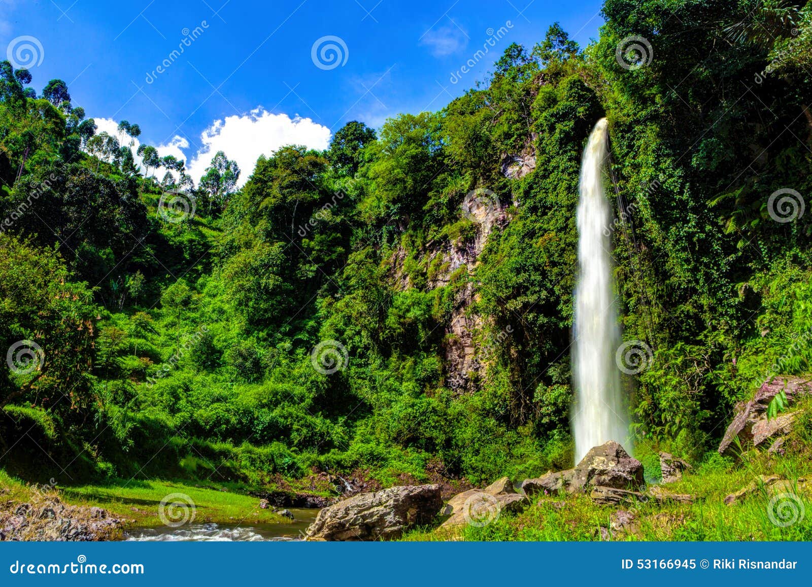 big beautiful nature waterfall in bandung indonesia