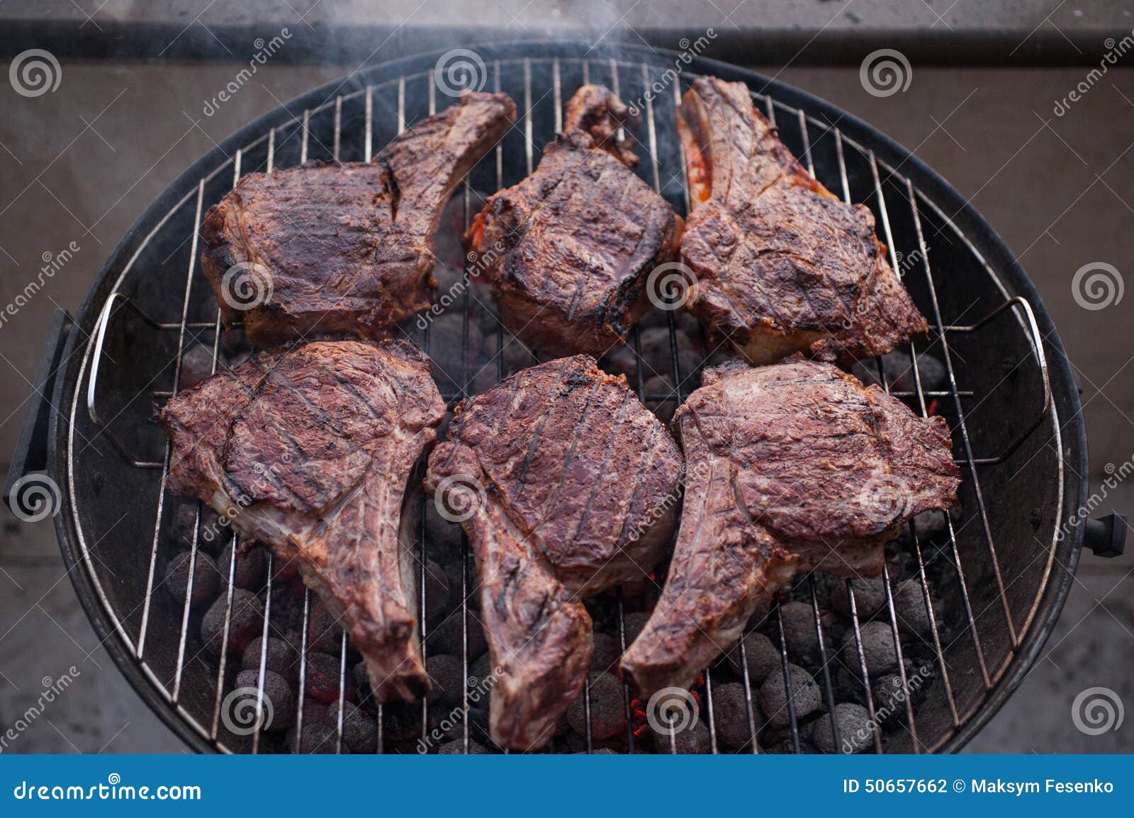 Big Beef Steaks on Bone Grilled Barbecue Stock Photo Image of closeup