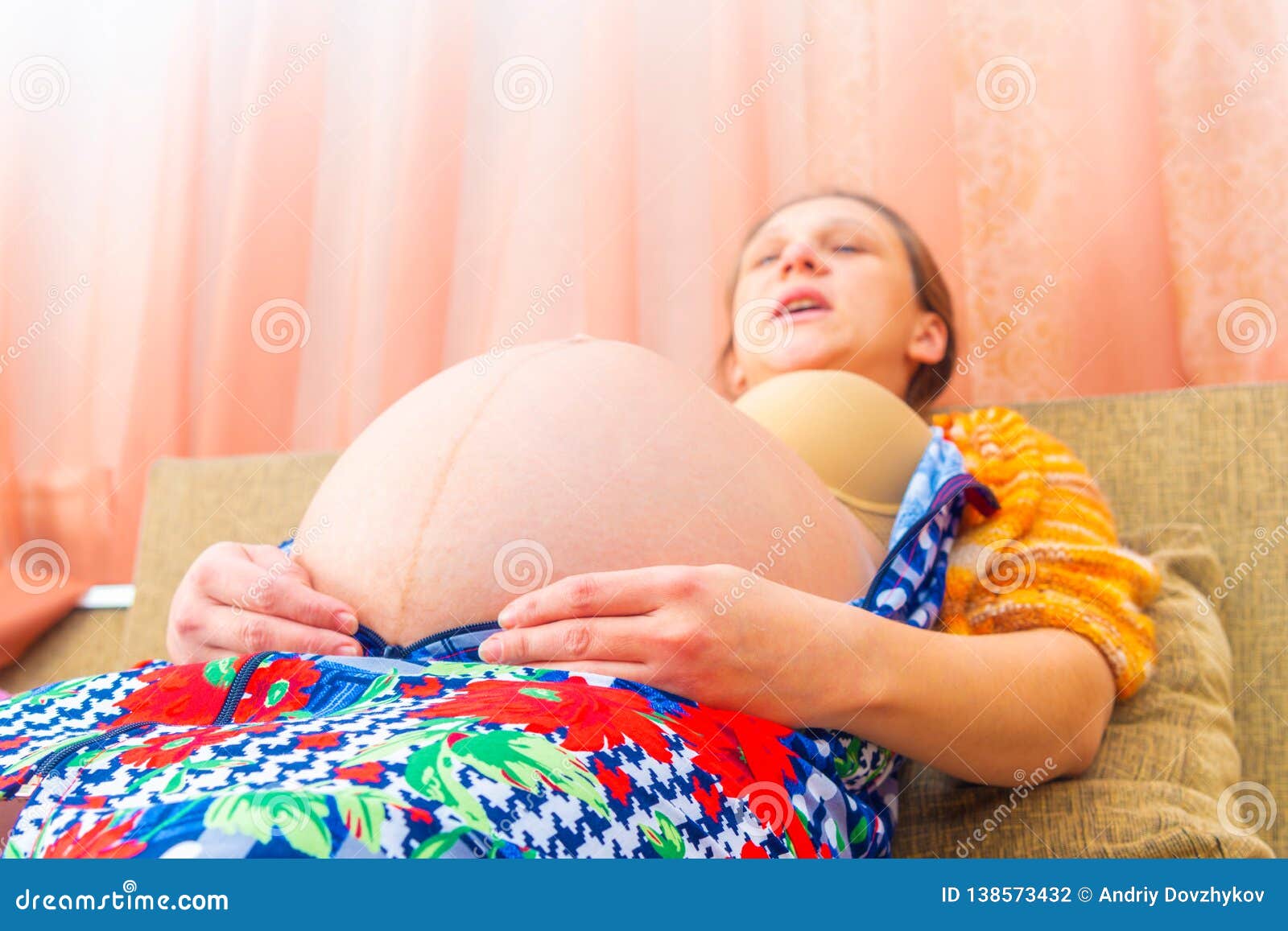Pregnant girl with huge belly