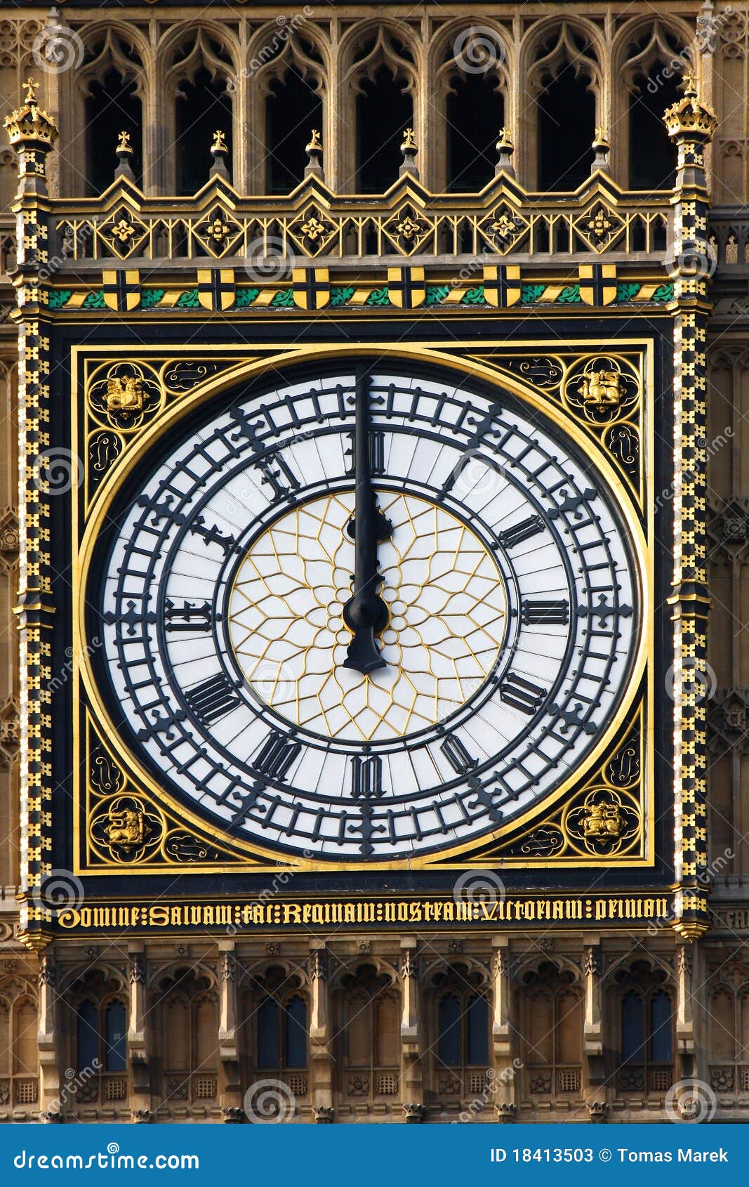 big ben clock just at the noon, london, uk