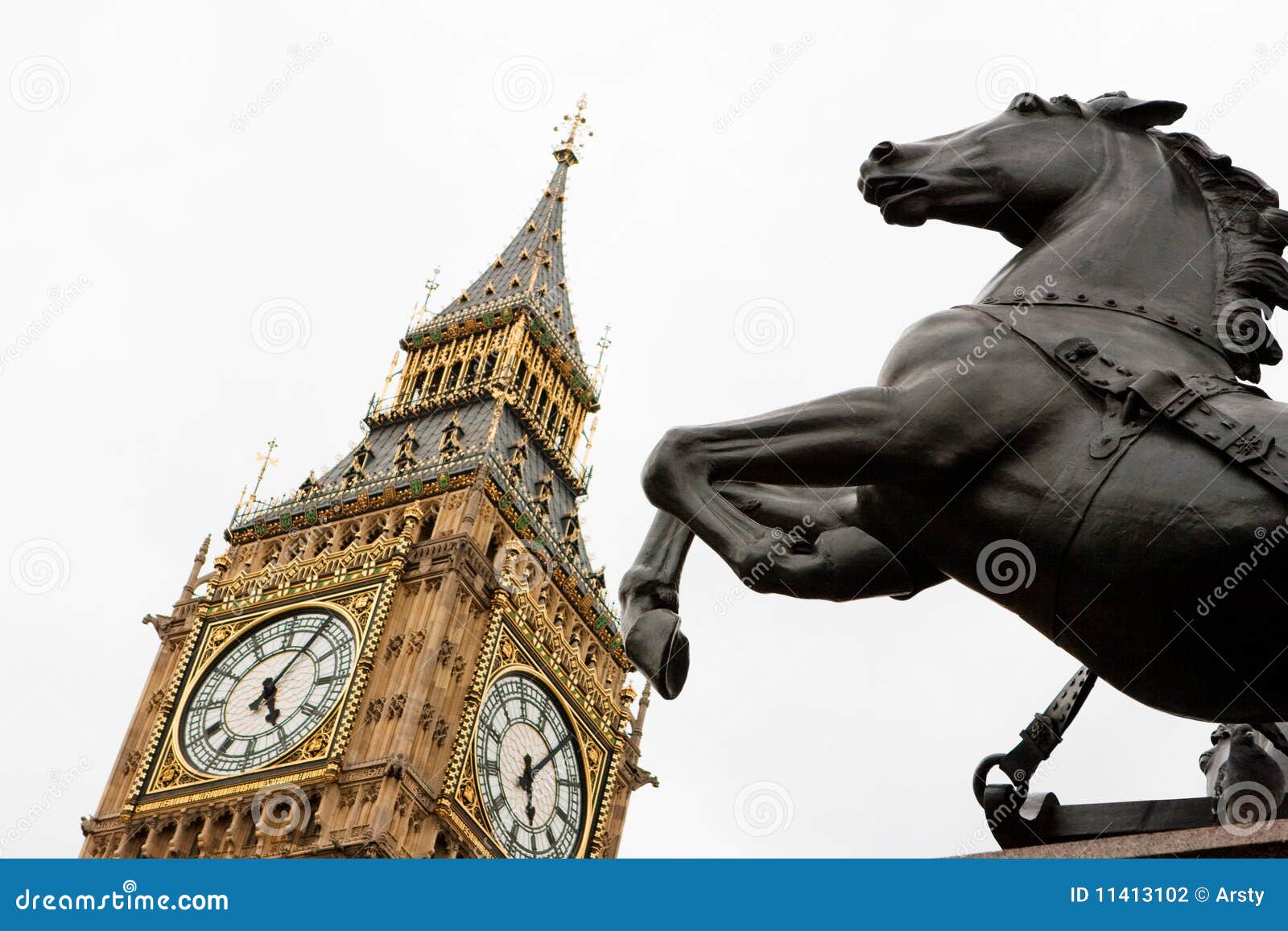 Big Ben and Horse Statue. London Stock Photo Image of boudicca, tower