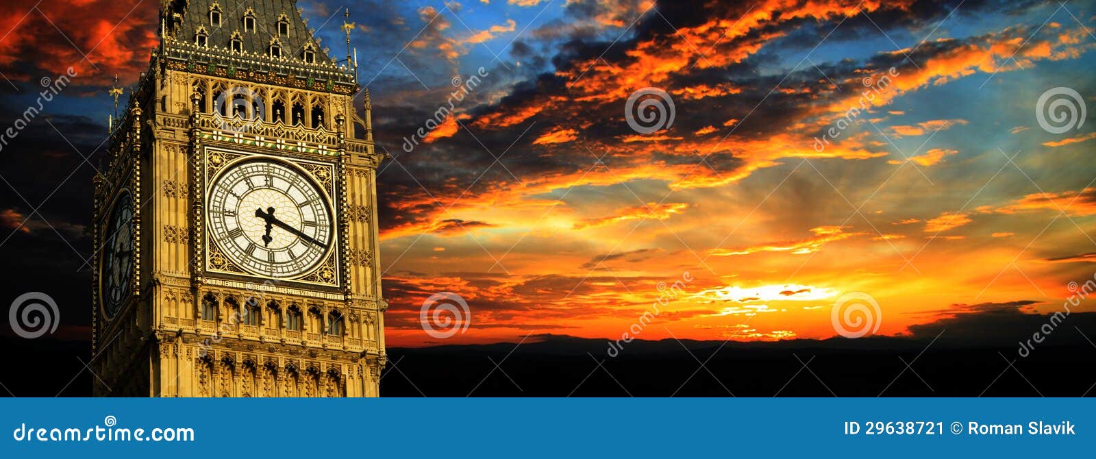 Big Ben No Panorama Do Por Do Sol, Londres Imagem de Stock - Imagem de