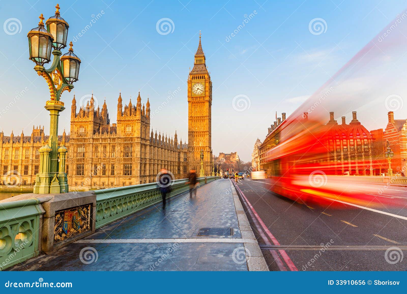 Big Ben and Red Double-decker Bus, London Stock Photo - Image of ...