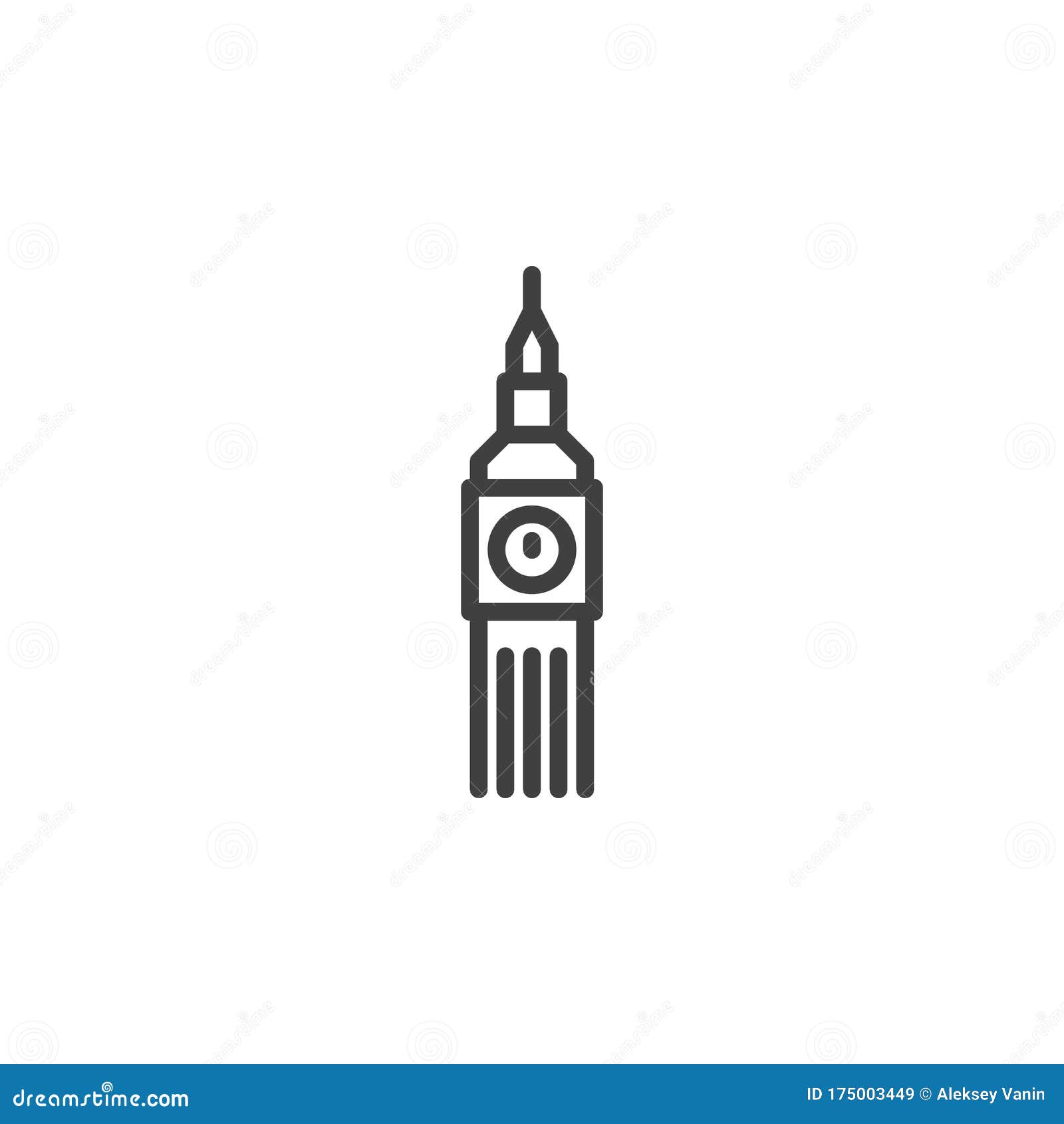 Big ben tower line icon stock vector. Illustration of famous - 175003449