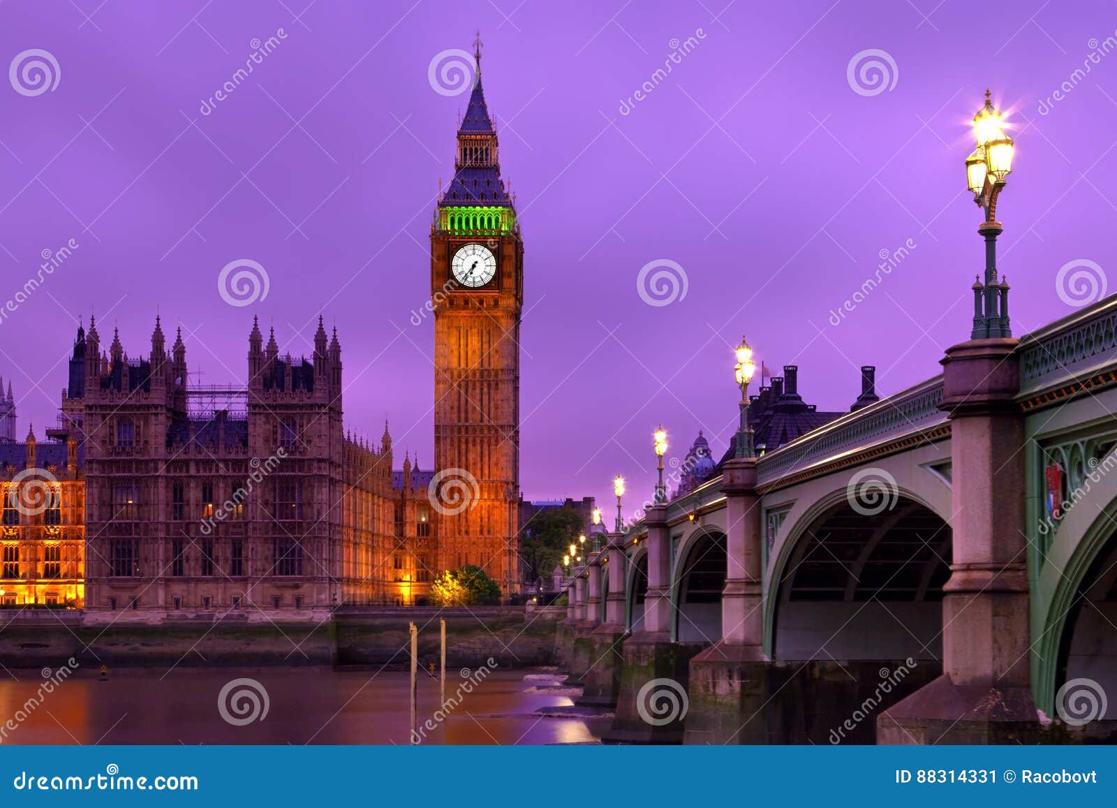 The Big Ben Tower and the Westminster Bridge Stock Image Image of