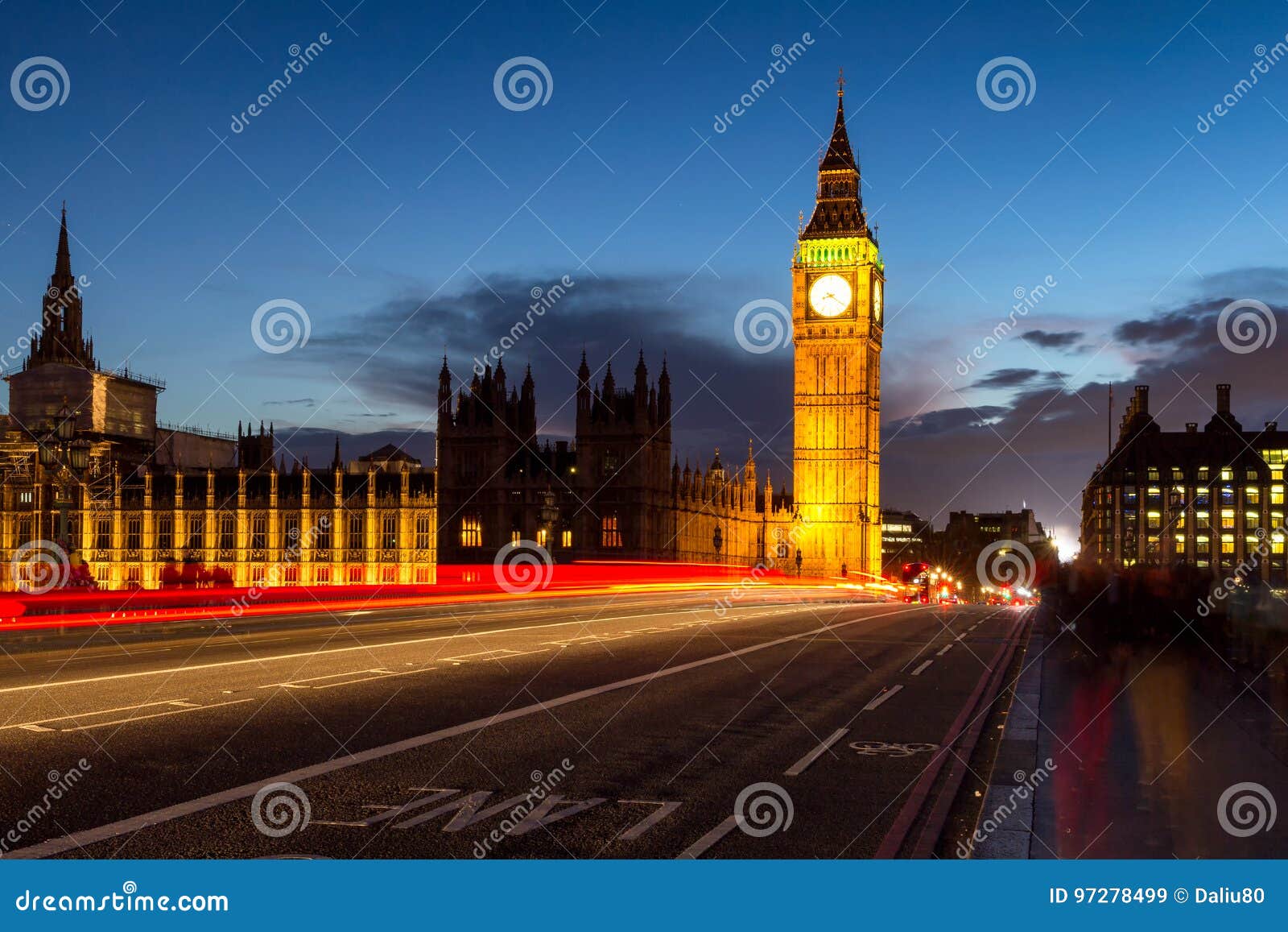 Big Ben and Westminster Bridge at Dusk, London, UK Stock Image - Image ...