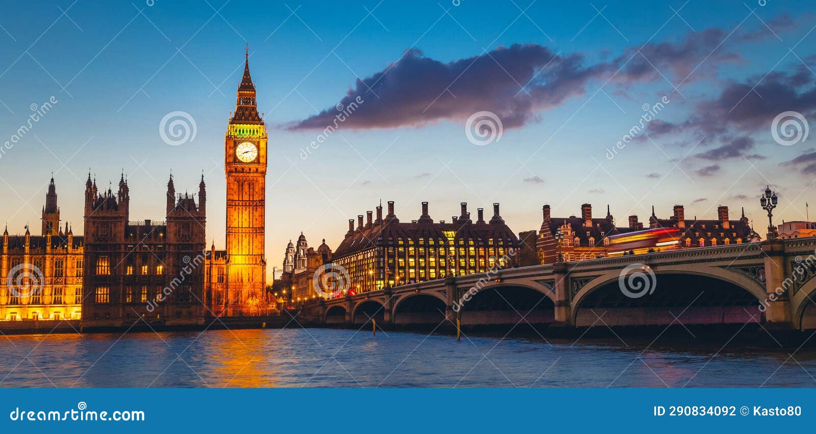 big ben and westminster at dusk, london, uk.