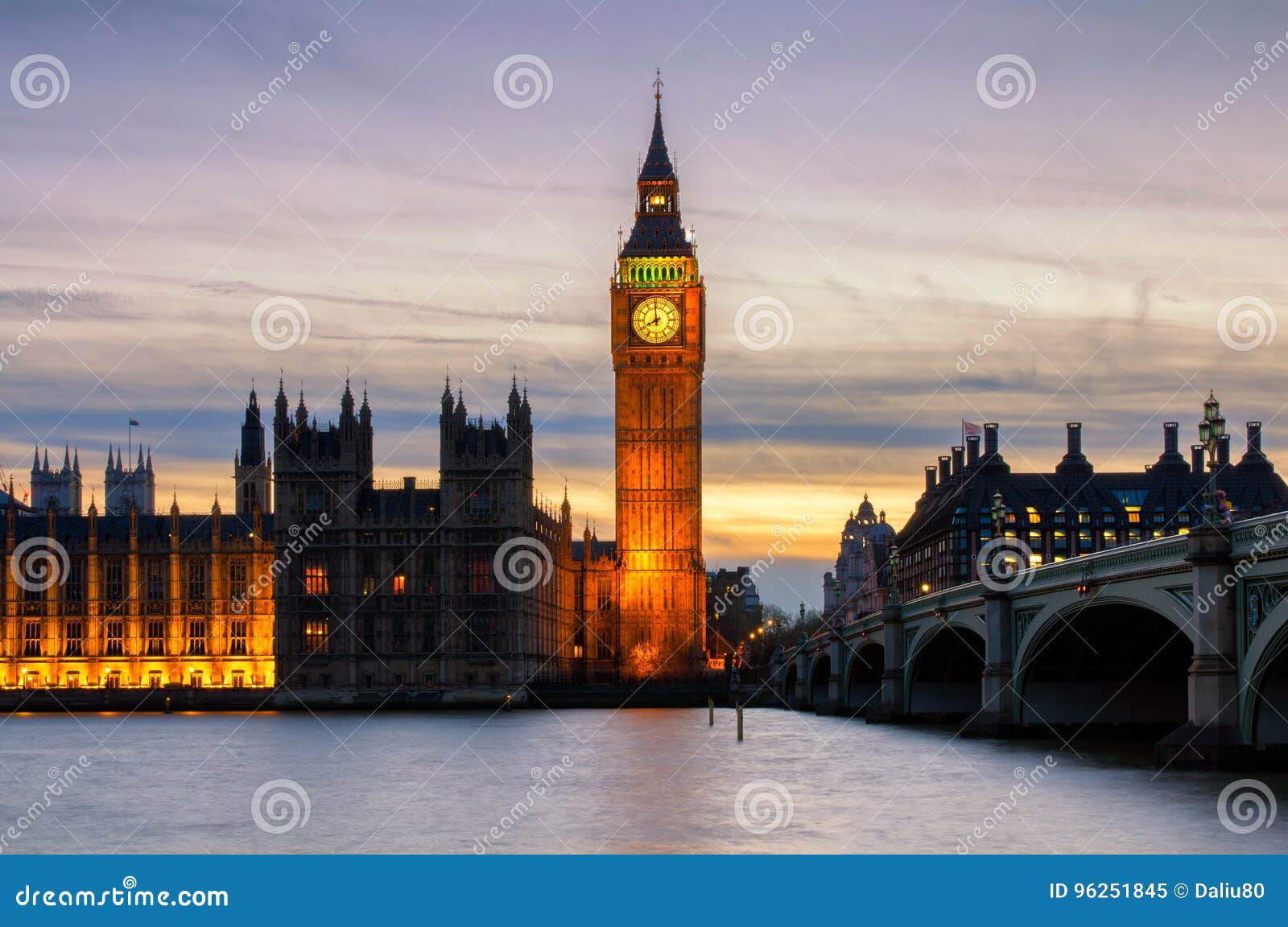 Big Ben, Westminster, London, after Colorful Sunset Stock Image - Image ...