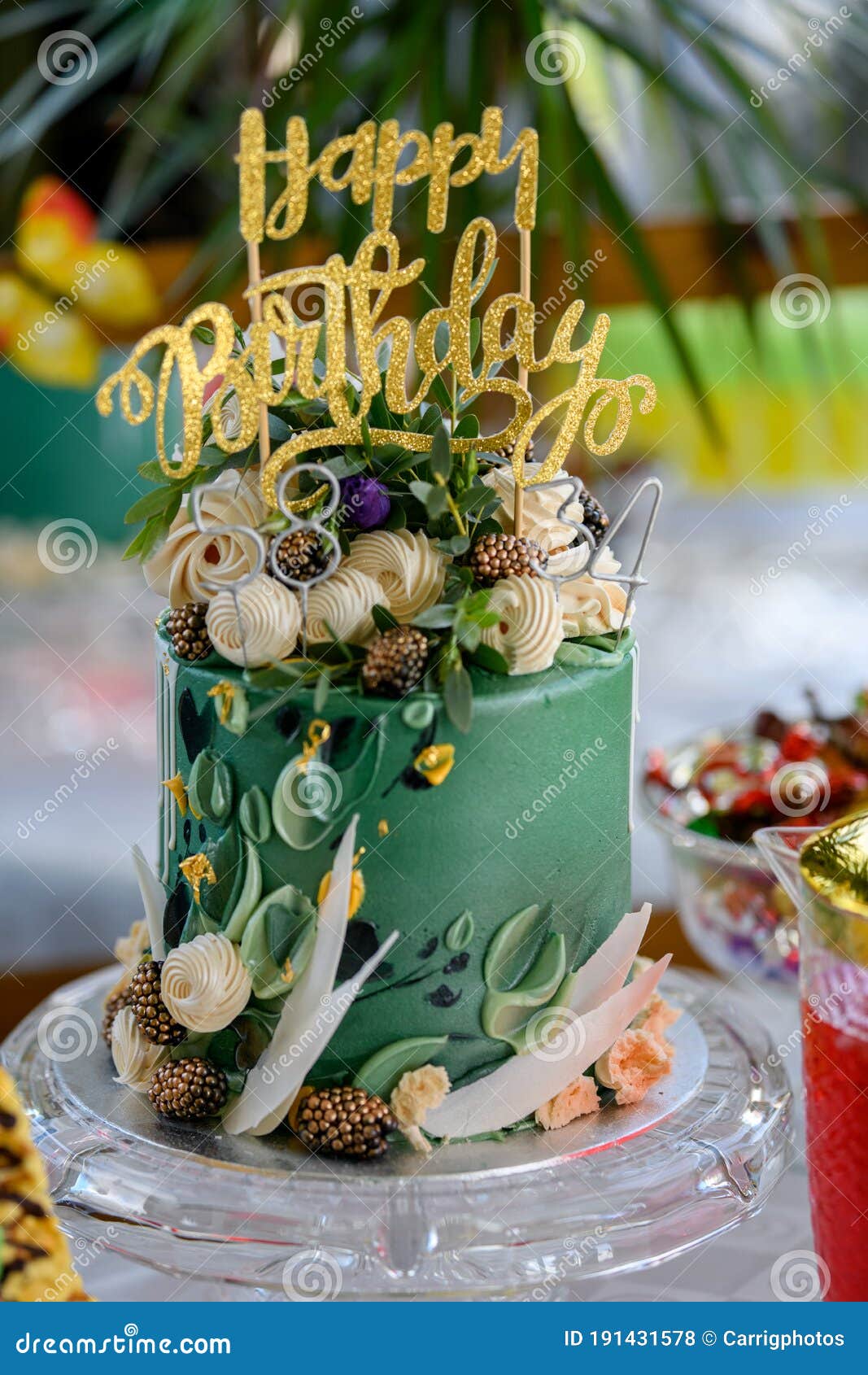 Luxurious Birthday Cake stock photo. Image of pine, gold - 191431578