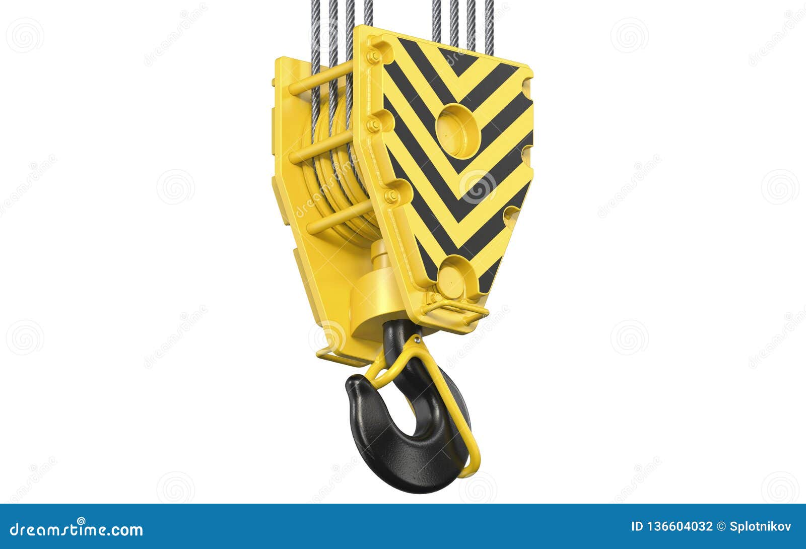 Big Black and Yellow Construction Towe Crane Hook Block Hanging on