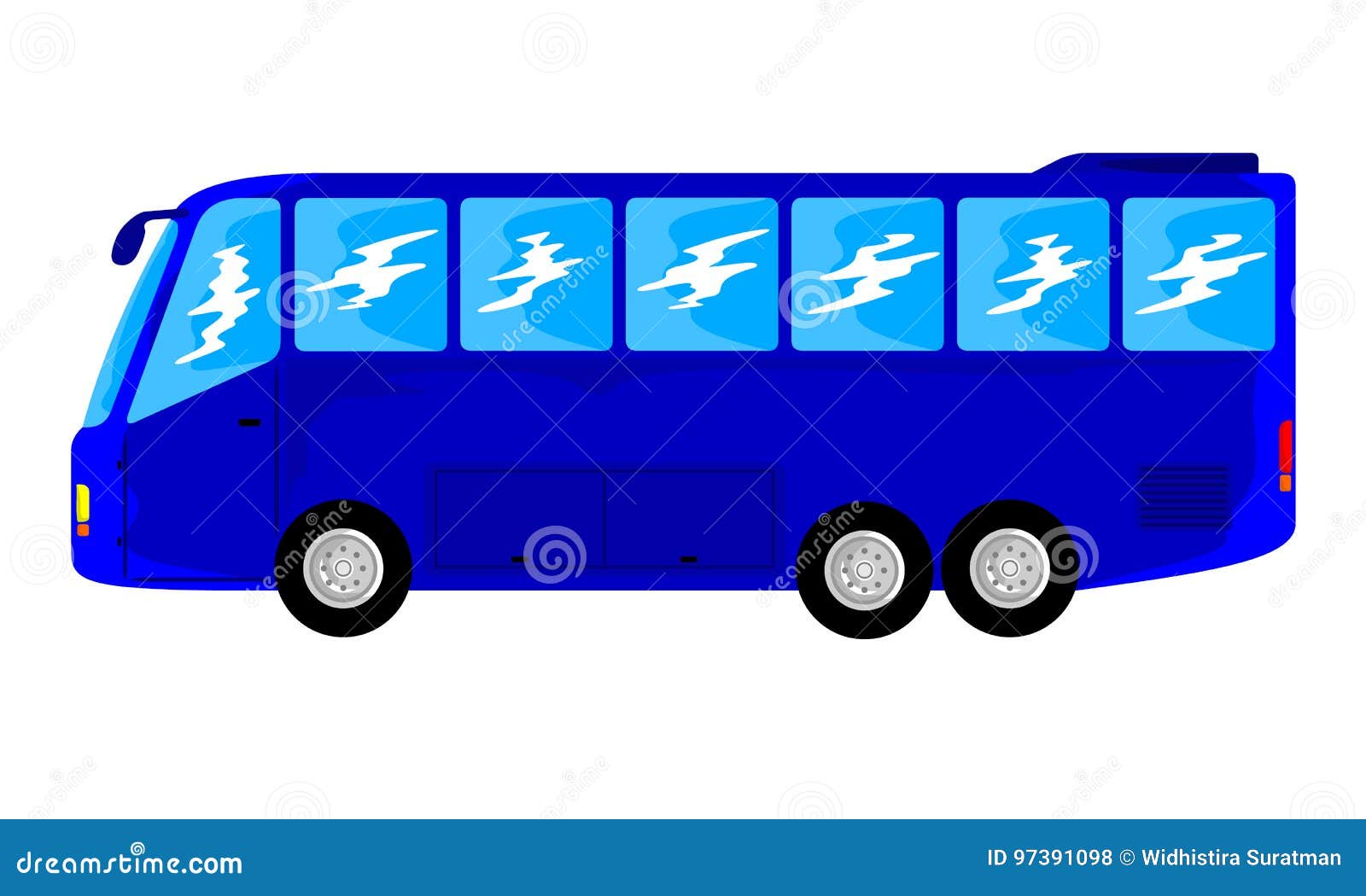 Transportation Big Blue Bus Stock Vector Illustration of cartoon