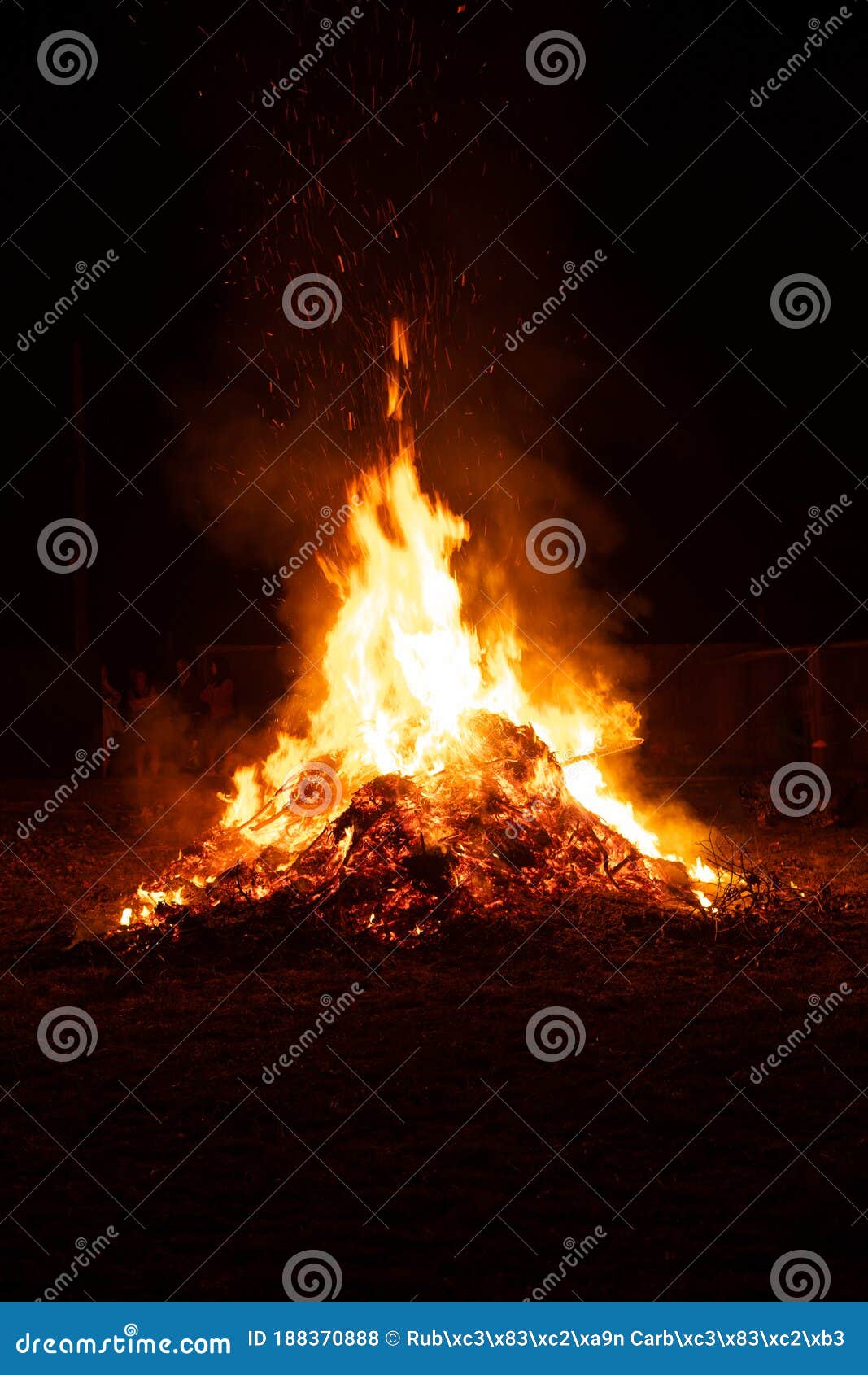 Big Bonfire Burning in the Night Stock Photo Image of fire, heat
