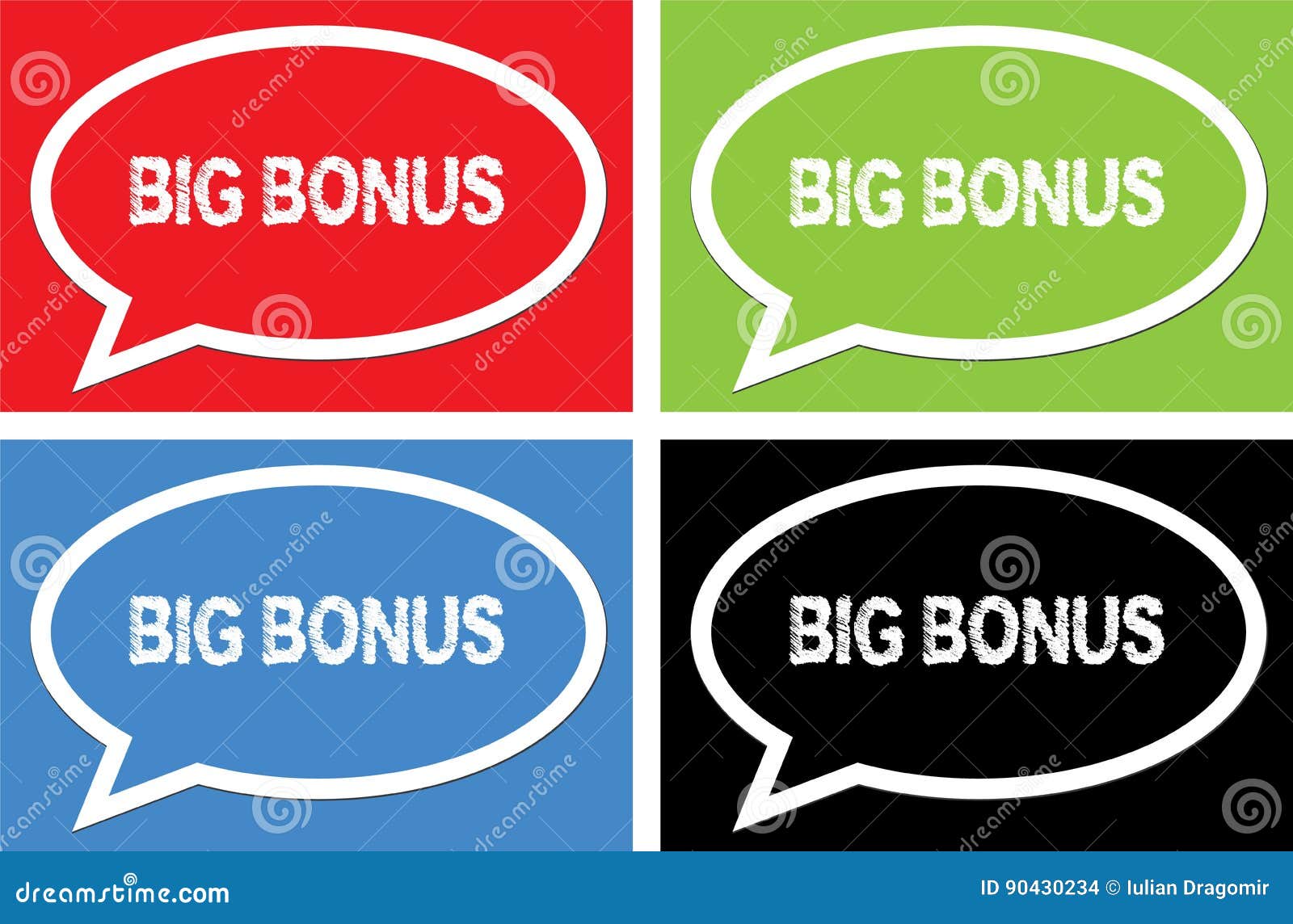 BIG BONUS Text, on Ellipse Speech Bubble Sign. Stock Illustration