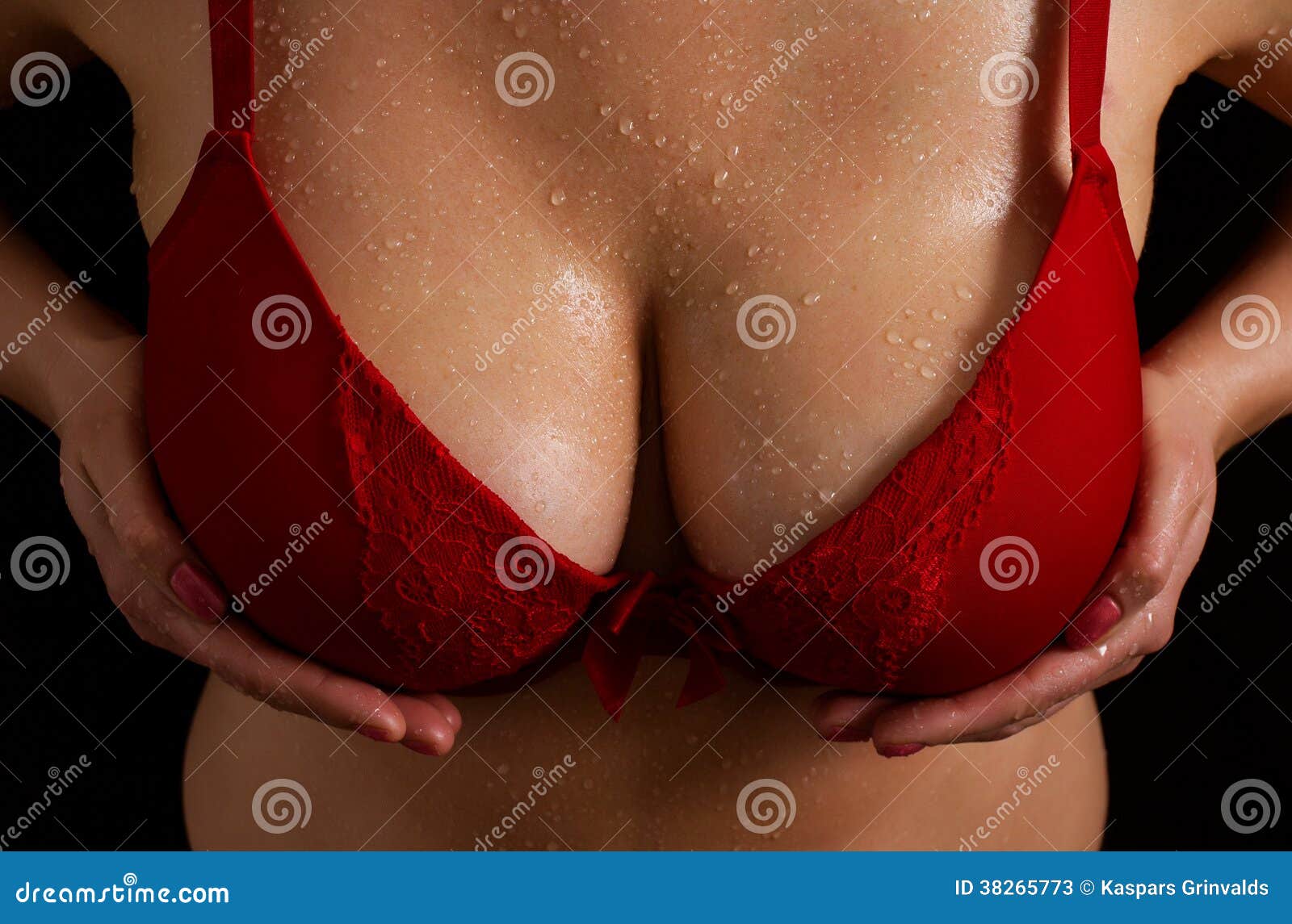 Big boobs in red bra stock image. Image of body, breast - 38265773