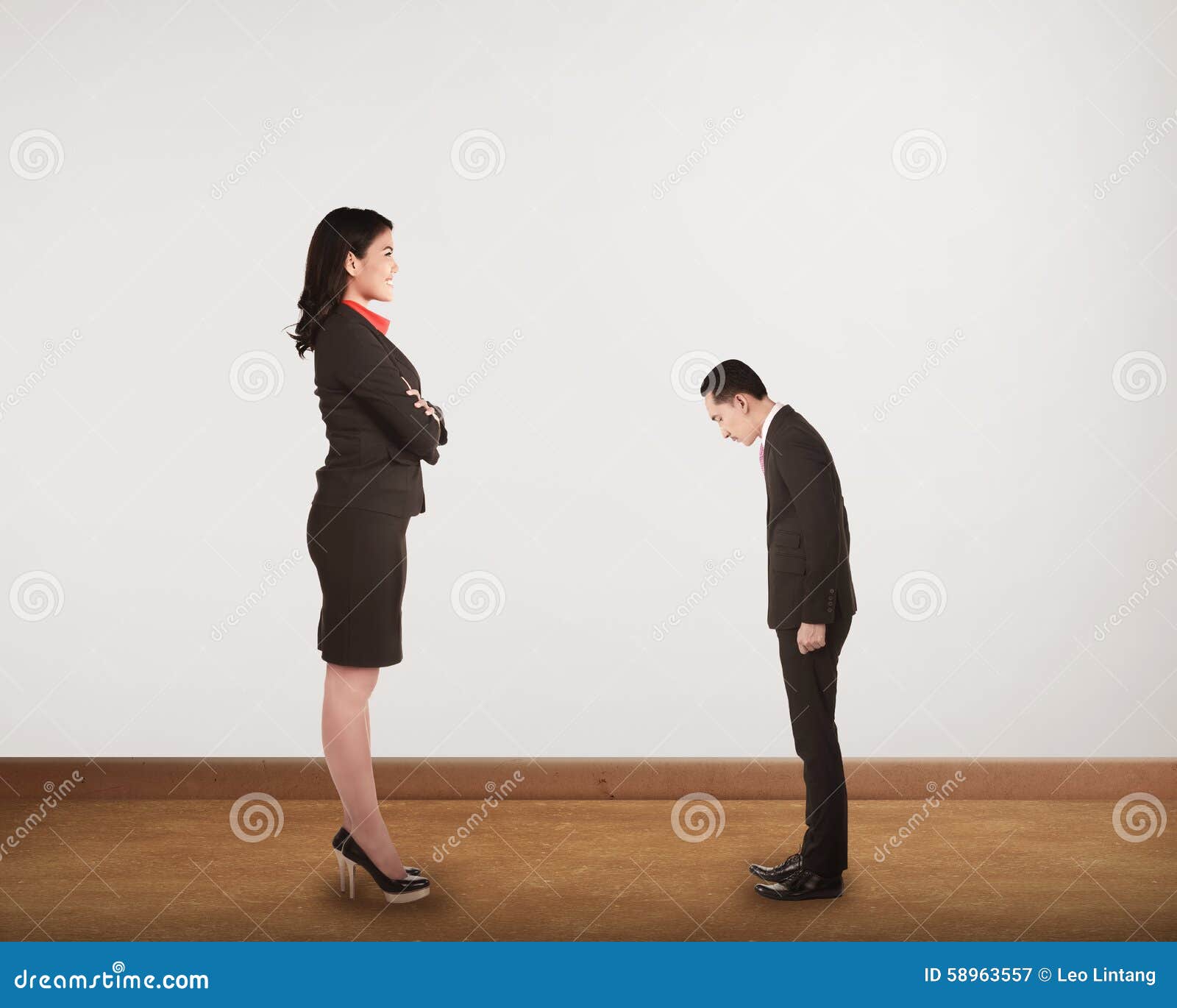 Boss Domination At Work Sexual Harassment Concept With Man And Woman In Office Stock Image 