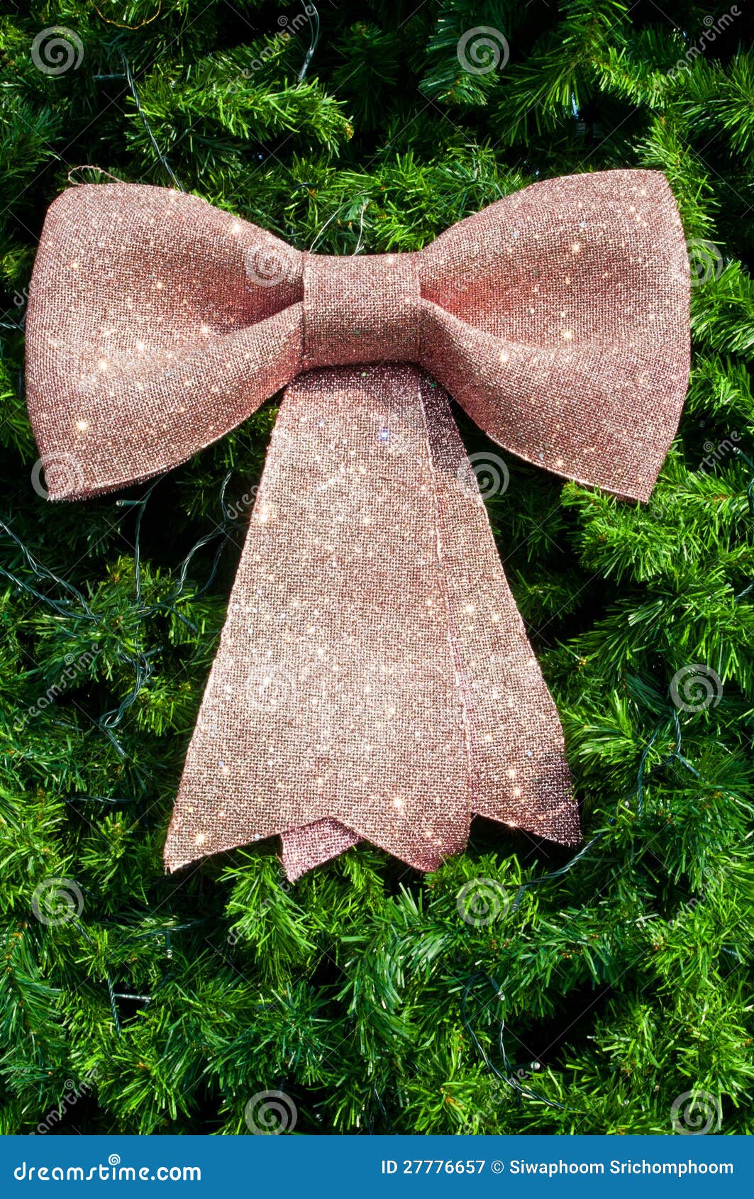 Big bow on christmas tree stock image. Image of merry 27776657