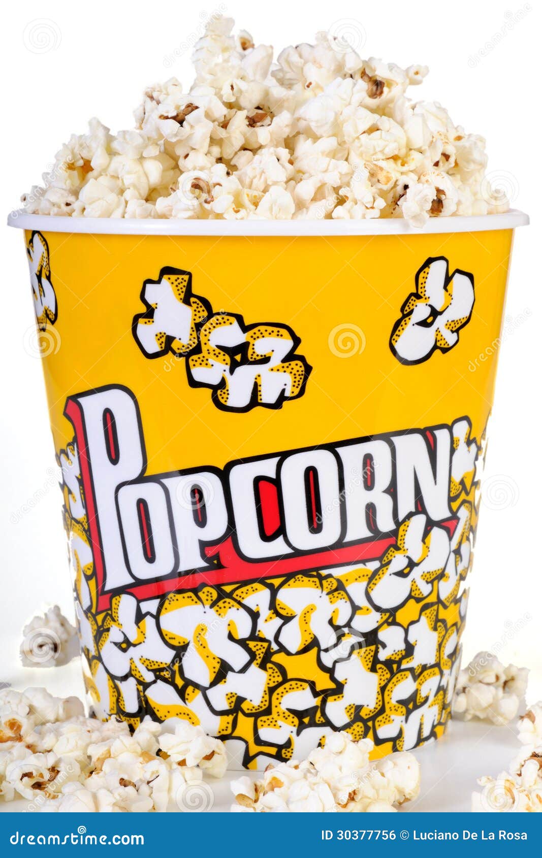 Big Bucket Of Popcorn. Isolated On A White Royalty Free Stock Image - Image: 30377756