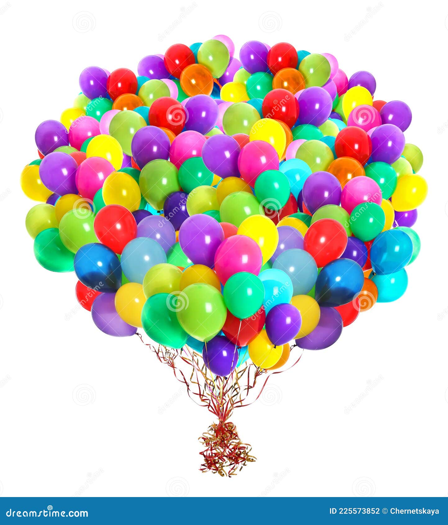 big bunch of color balloons on white background