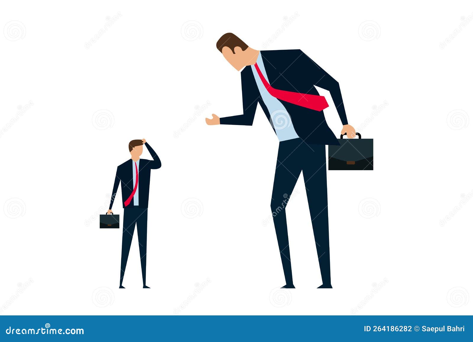 Big Business Competitor, Small and Medium Enterprise Concept, Small Guy Businessman Confront Big