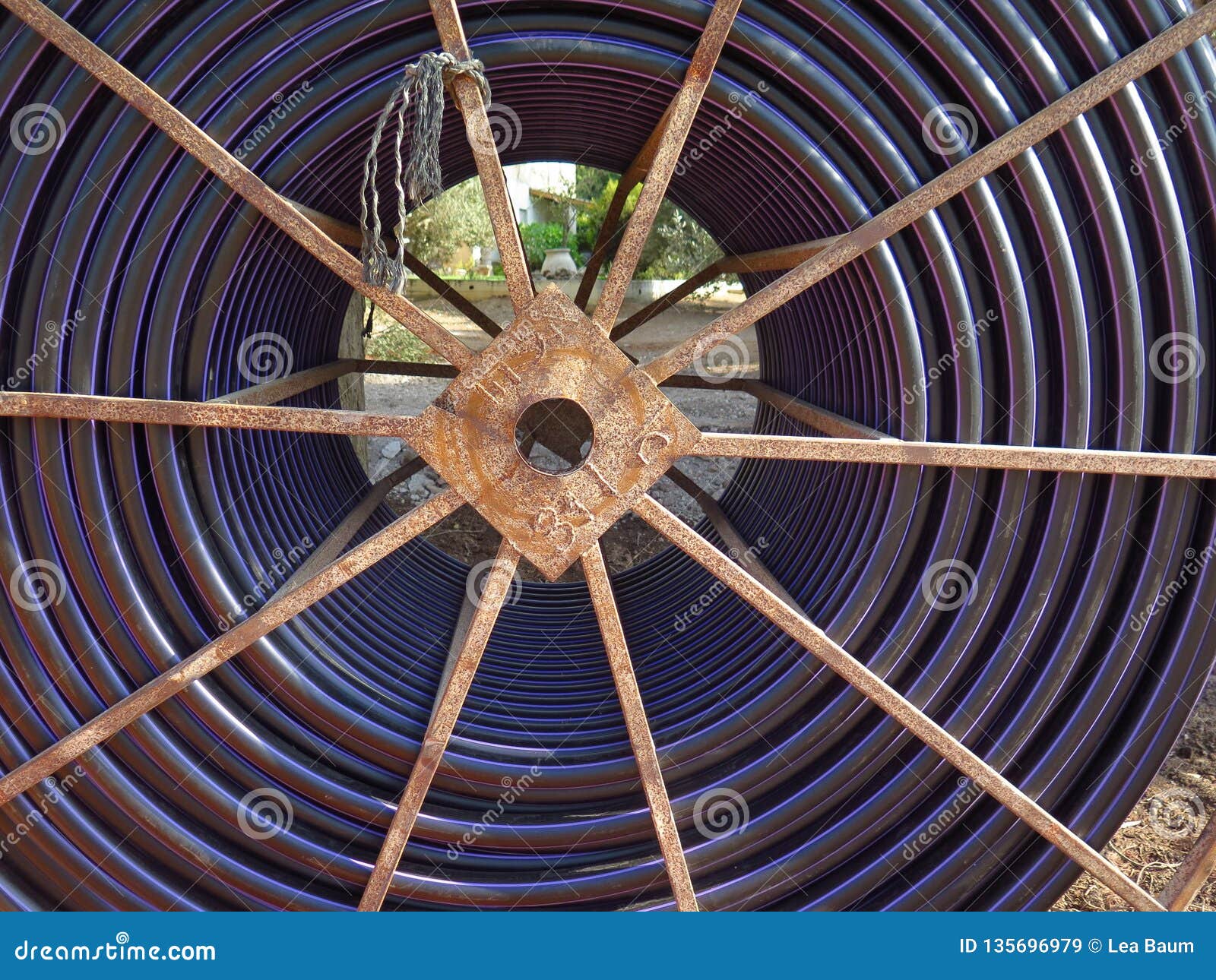 A Big Cable Drum at the Construction Site. Stock Image Image of thick