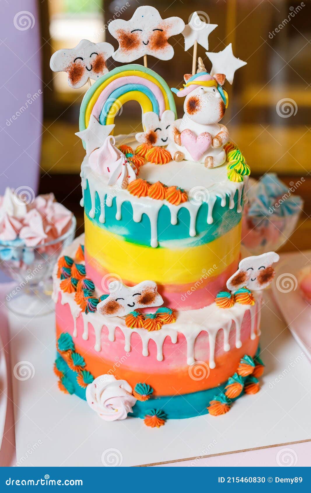 Big Cake on the Unicorn and Rainbow Theme. Sweets for Children ...