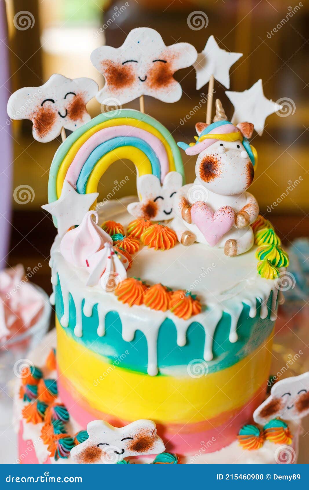 Big Cake on the Unicorn and Rainbow Theme. Sweets for Children ...