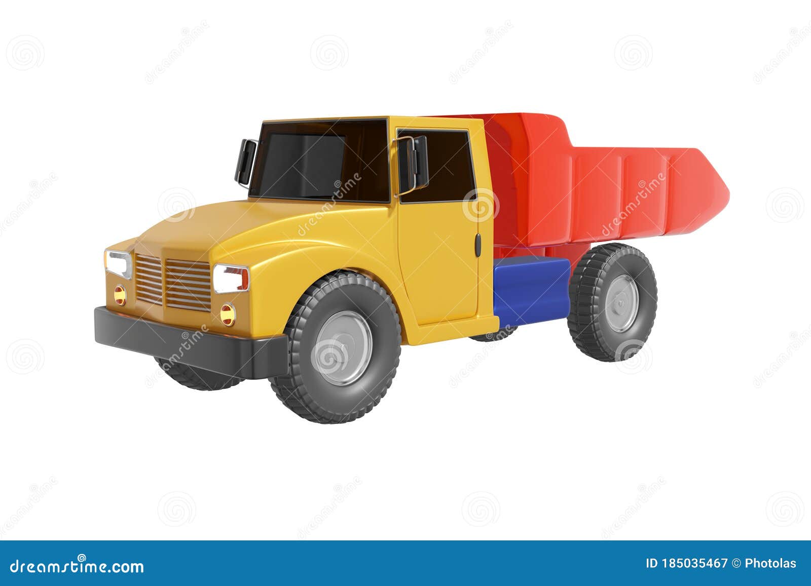 Big Car Dump Truck with a Body Cartoon Style Realistic Design Yellow, Red,  Blue Color. Kids Toy Isolated White Background Stock Illustration -  Illustration of commercial, business: 185035467