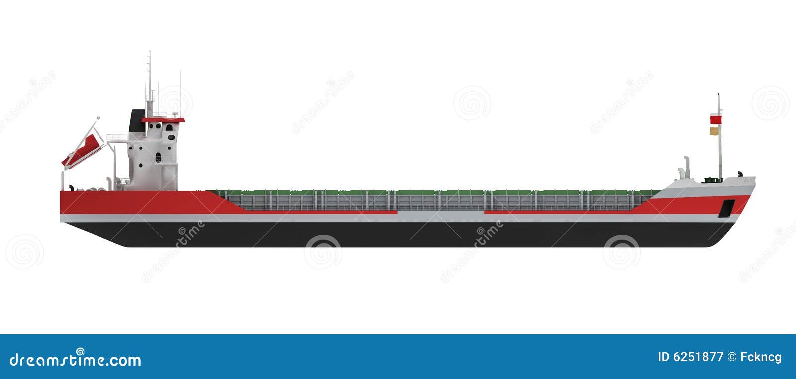 Big Cargo Ship Isolated Side View Royalty Free Stock ...