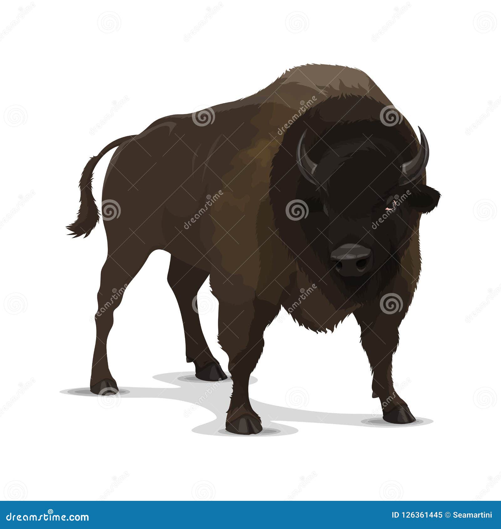 Big Cartoon Bison Wild Animal Stock Vector - Illustration of power,  beefalo: 126361445