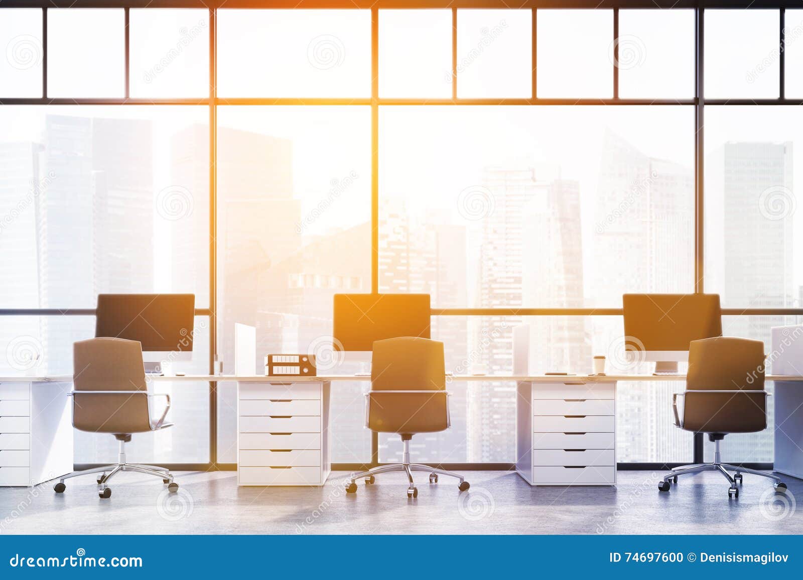 Big City Office Room Stock Illustration Illustration Of Copyspace