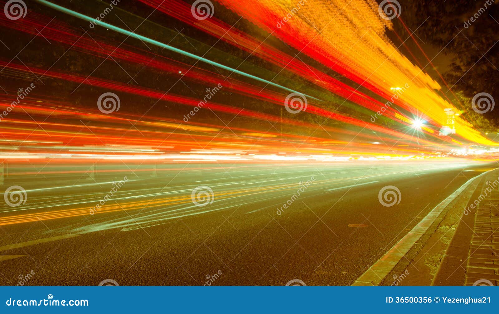 Big City Road Car Lights at Night Stock Photo Image of color, night