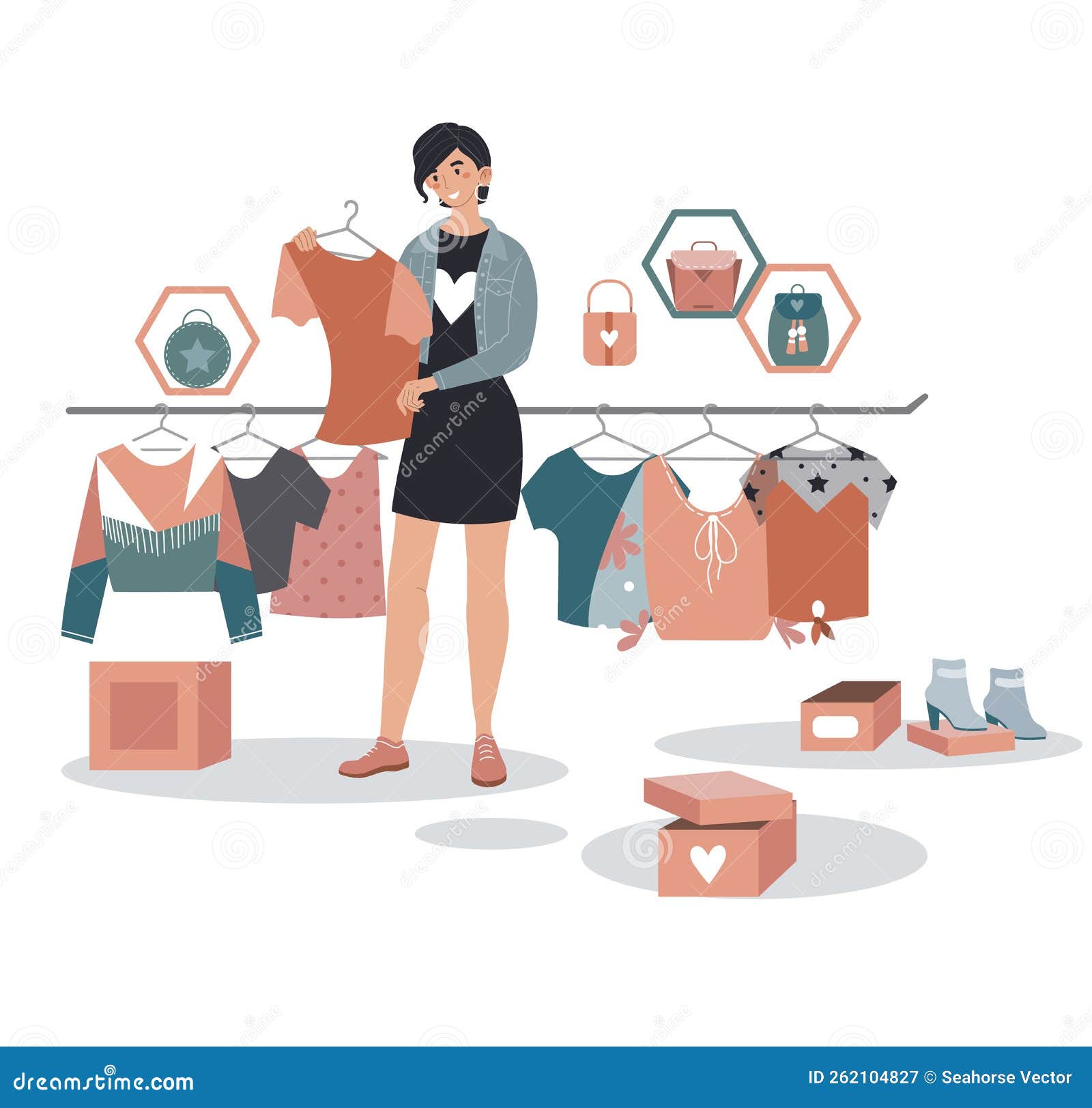 Big Clearance Sale, Boutique Selling Designer Fashion Wear, Woman Hold  Shirt Isolated on White, Cartoon Vector Stock Vector - Illustration of  designer, uniform: 262104827