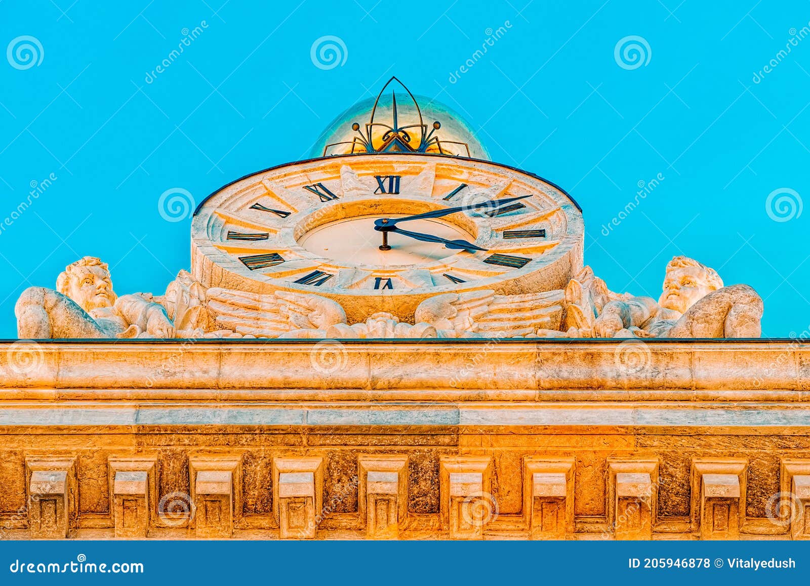 big clock on building bank of spain banco de espana on cibeles