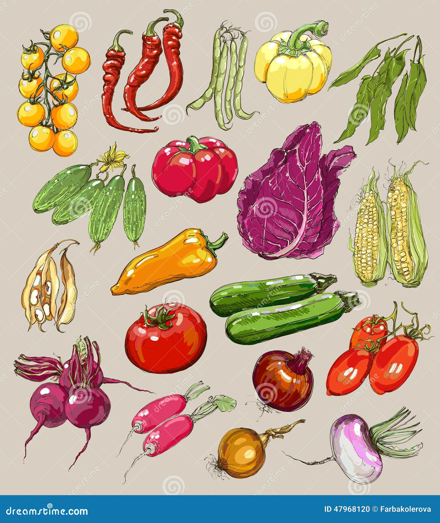 Big Collection of Handdrawn Vegetables, Vector Stock Vector