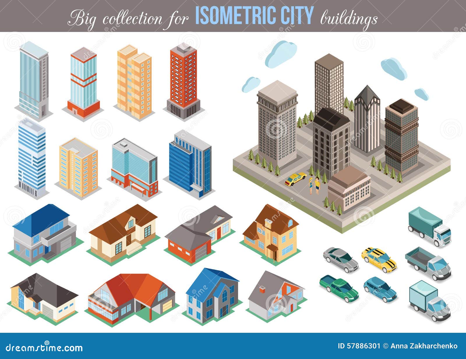 big collection for isometric city buildings. set