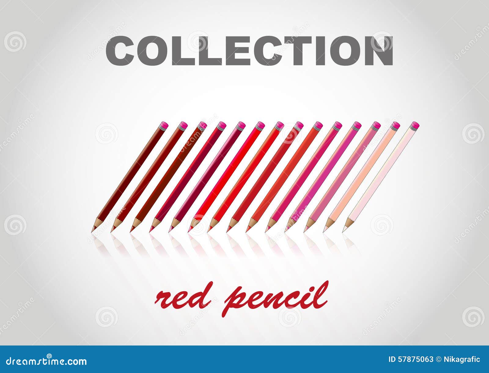 big collection red color pencil